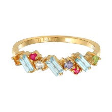 Ring Elli PREMIUM Ring Peridot Topas Mondstein Glamour 925 Silber vergoldet Ring Elli PREMIUM Ring Peridot Topas Mondstein Glamour 925 Silber vergoldet