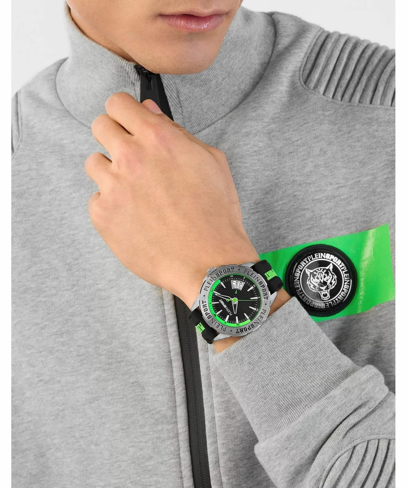 Plein Sport Herren Uhr Rampage PSGDA0124 Schwarz Grün Silikon 44 mm – Bild 2