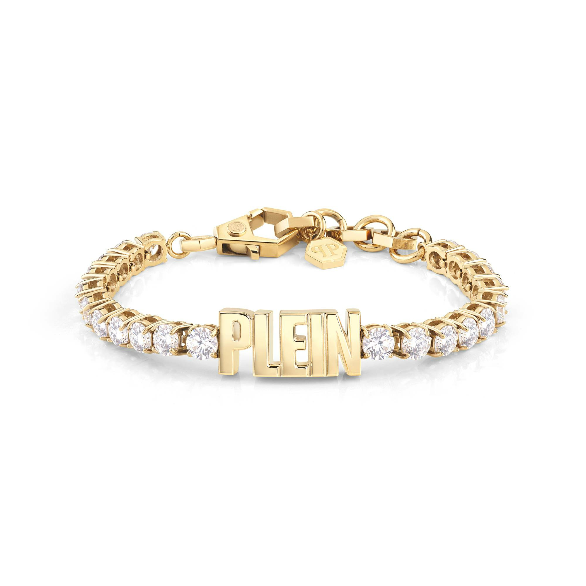 Philipp Plein Damen Armband Armkette Edelstahl IP Gold Lettering Philipp Plein Damen Armband Armkette Edelstahl IP Gold Lettering