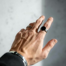 Ring 925 Sterling Silber matt oxidiert mit Onyx 41179027538014 Ring 925 Sterling Silber matt oxidiert mit Onyx 41179027538014