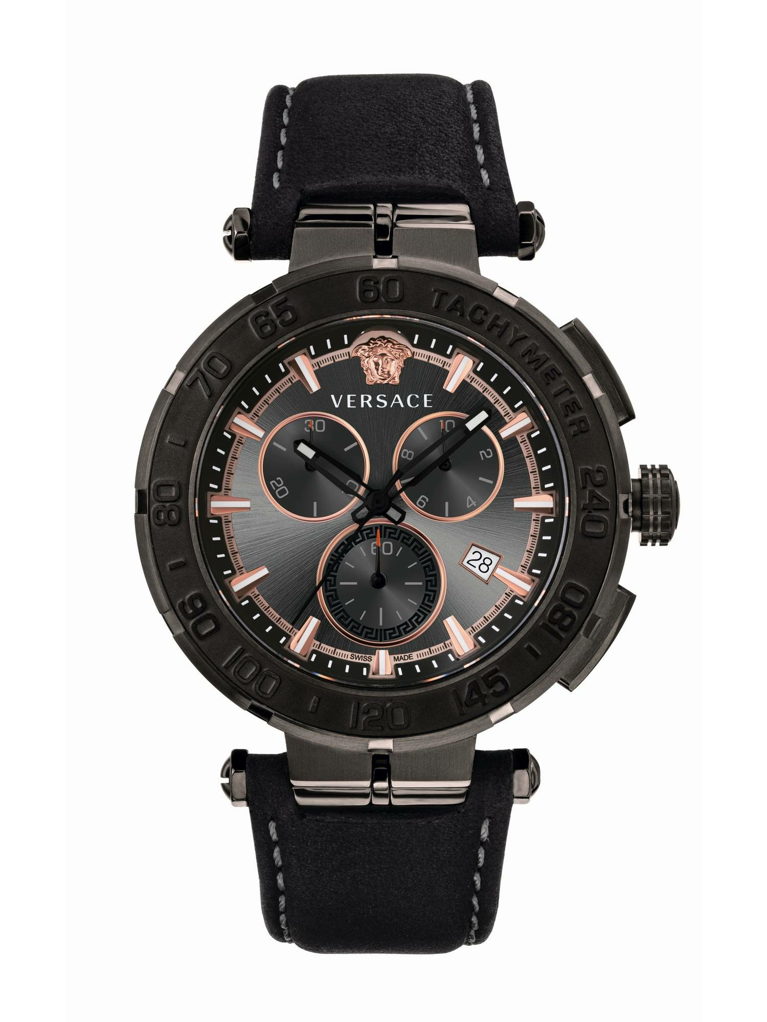 Versace Herren Armbanduhr Greca Chrono 45 mm Datum, Chronograph, Tachymeter Arm... Versace Herren Armbanduhr Greca Chrono 45 mm Datum, Chronograph, Tachymeter Arm...