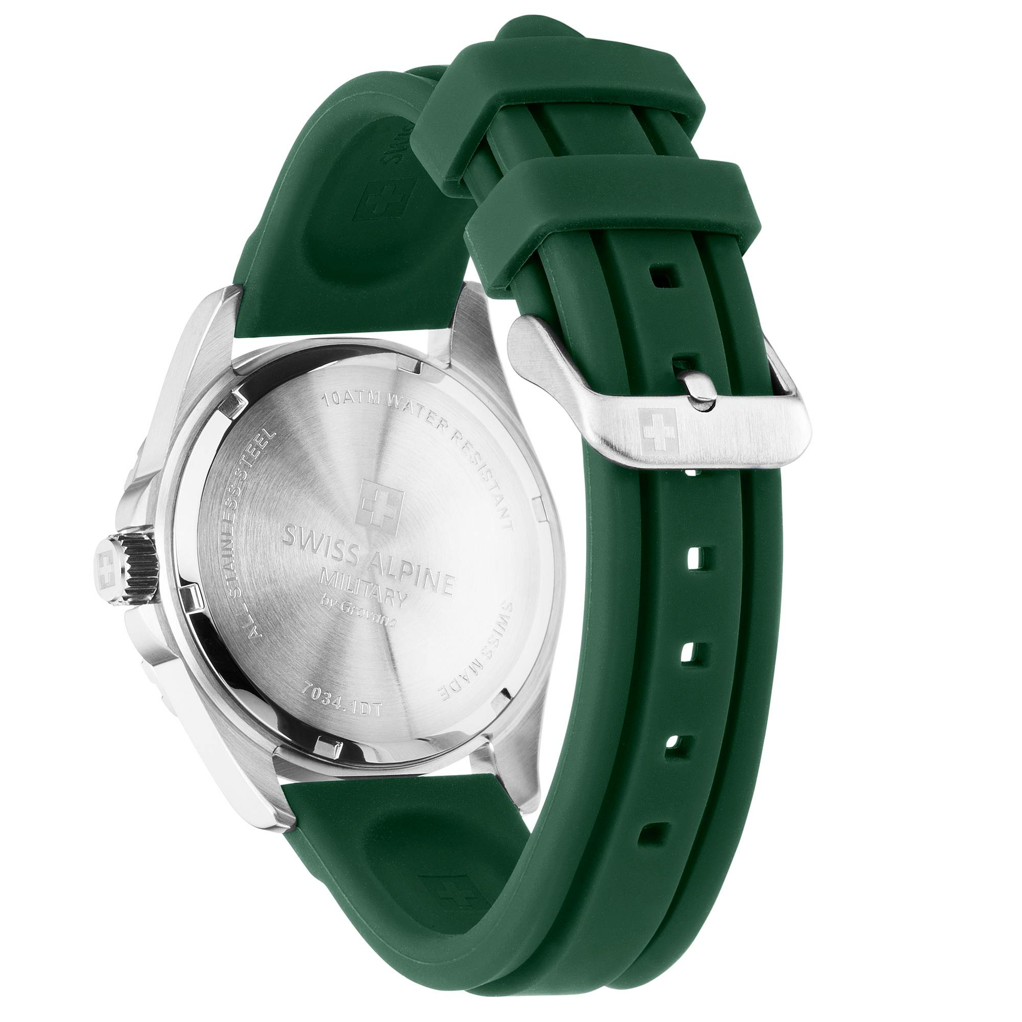 Swiss Alpine Military Herrenuhr Sierra silber-grün 42mm 7034.1834 – Bild 3