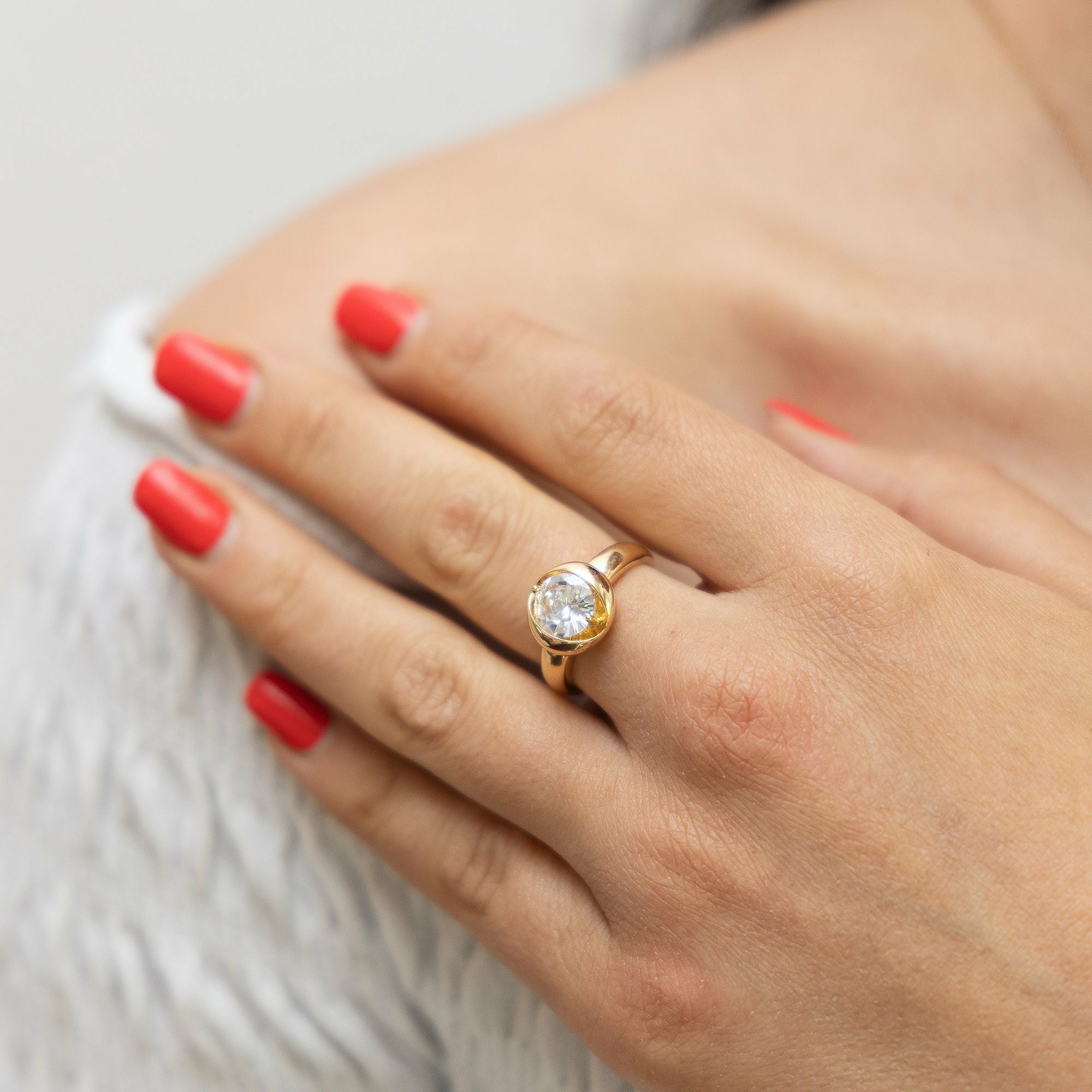 ZEEme Basic Silber 925 vergoldet Tropfen-Form mit weißem Zirkonia-Stein Ring 416... – Bild 2