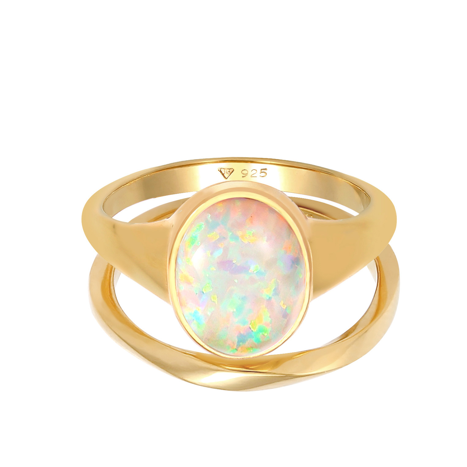Ring Set Klassik Opal Basic Twist 925 Silber vergoldet Ring Set Klassik Opal Basic Twist 925 Silber vergoldet