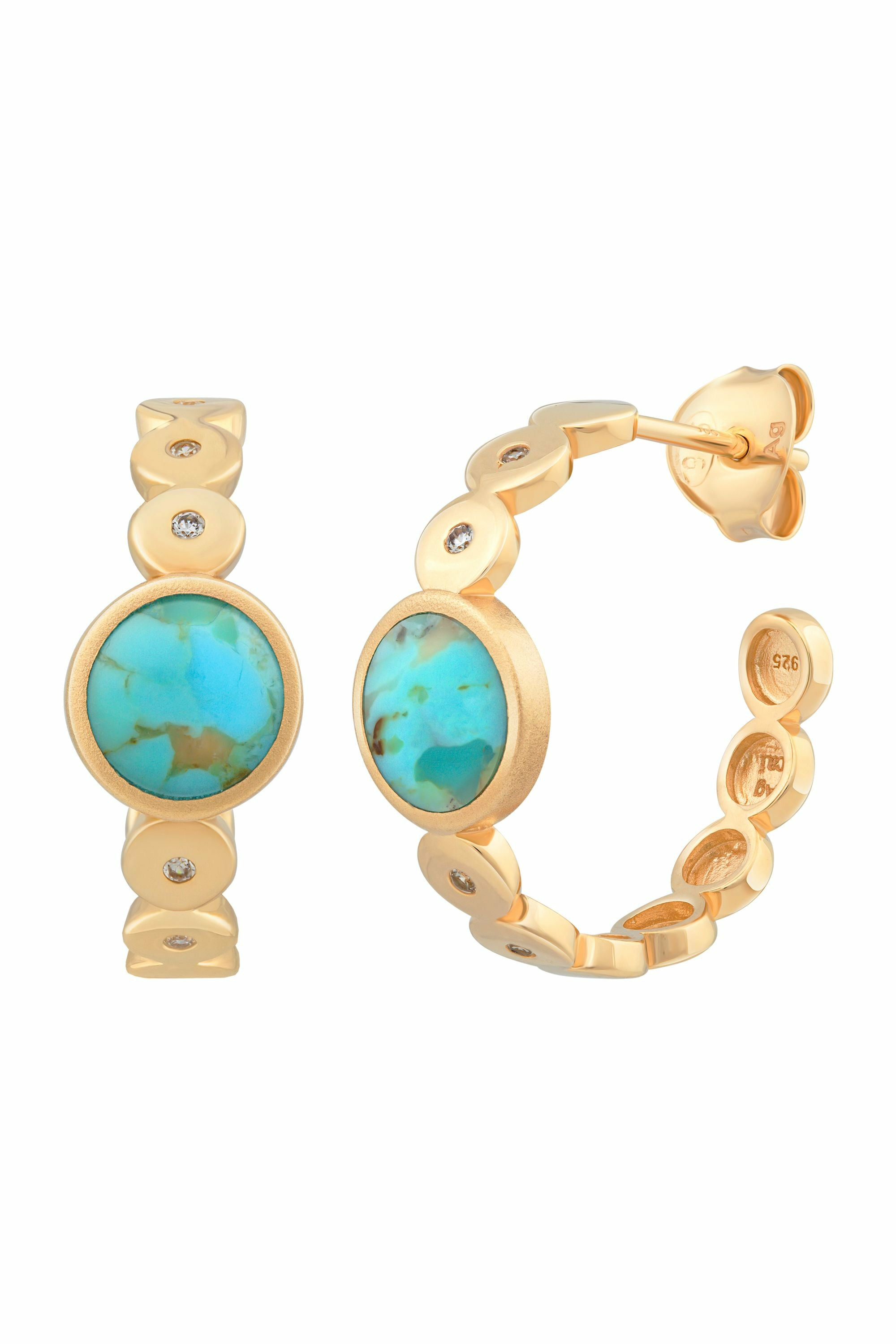 Ohrringe 925 Silber vergoldet Türkis und Zirkonia 41185160691806