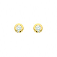 Damen 585 Gold Ohrringe  Ohrstecker mit Zirkonia Ø 6,9 mm Damen 585 Gold Ohrringe  Ohrstecker mit Zirkonia Ø 6,9 mm