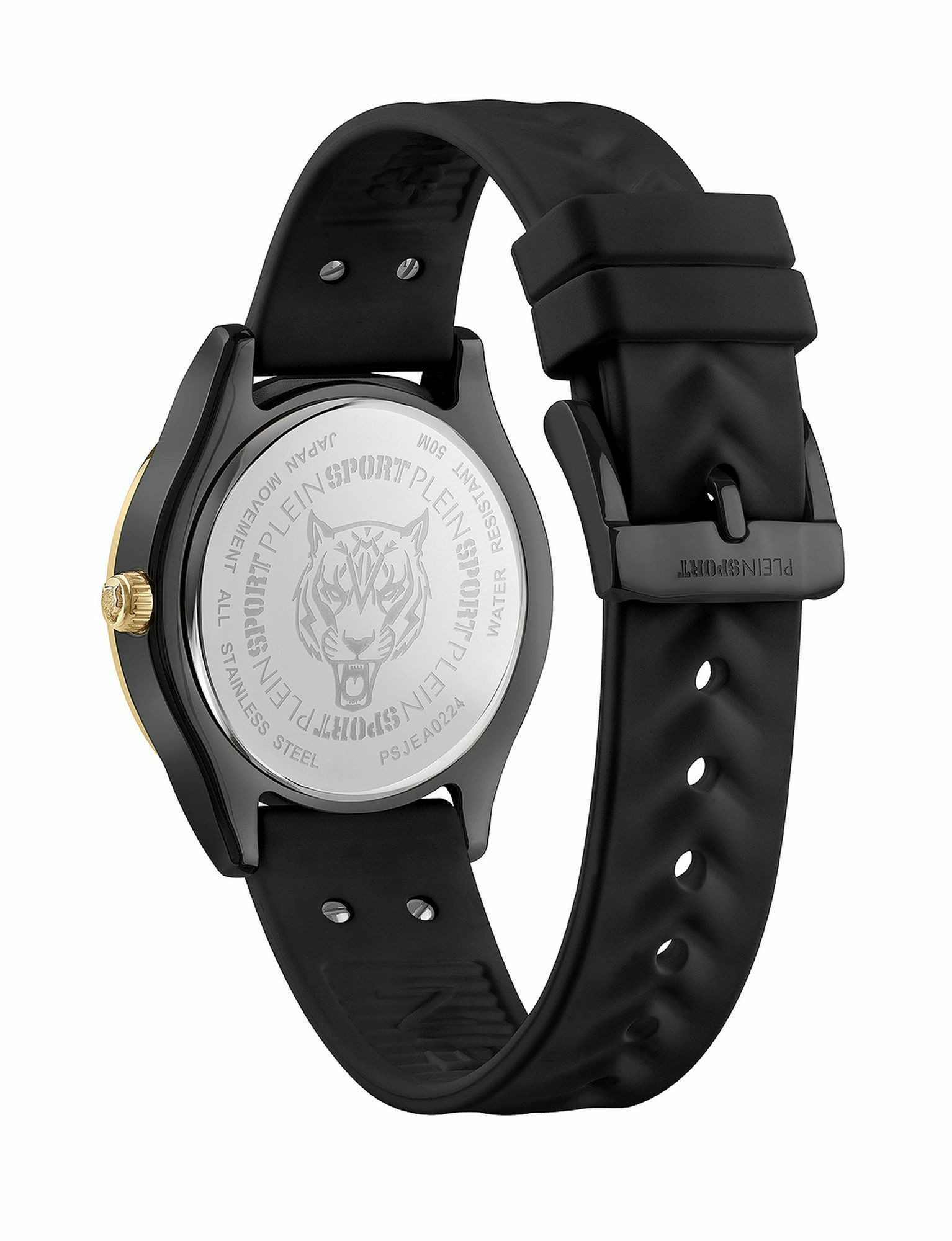 Plein Sport Damenuhr Eclipse PSJEA0224 Schwarz Gold Silikon 36 mm – Bild 3