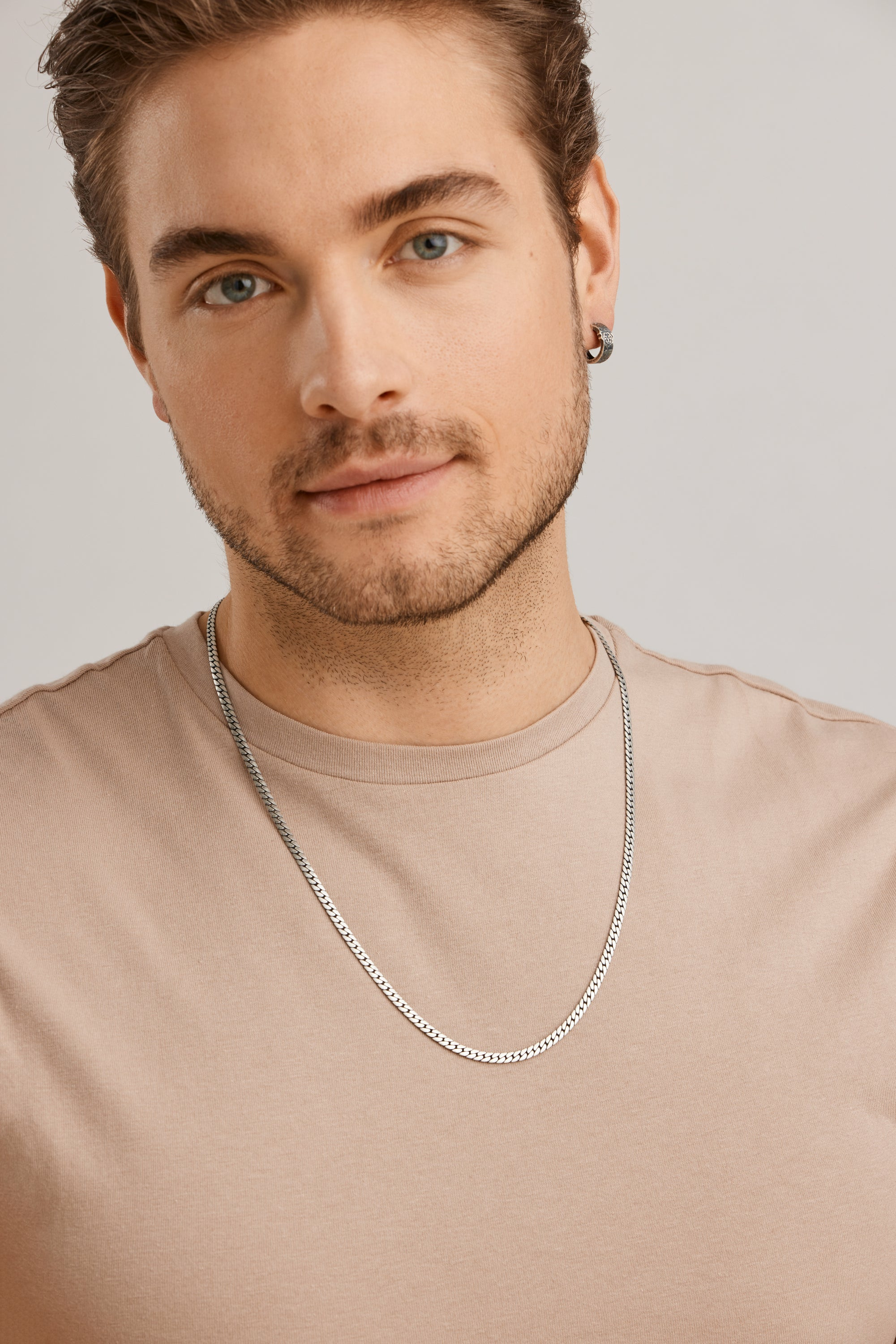 Single Creole 925 Silber matt oxidiert Muster Löwe 41185104265310 – Bild 3