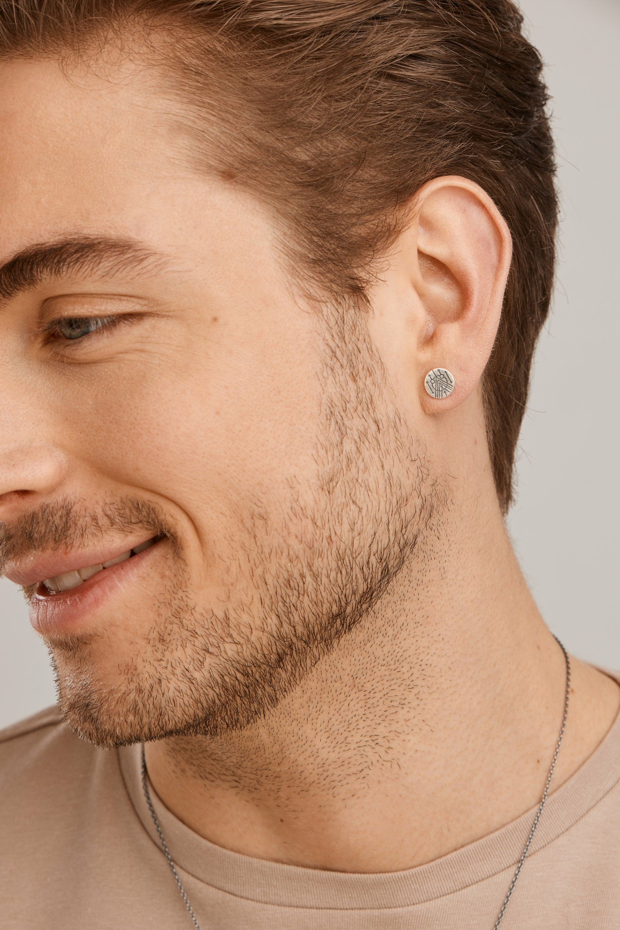 Single Ohrstecker 925 Silber matt rund oxidiert Tattoo Motiv 41185154236510 – Bild 2