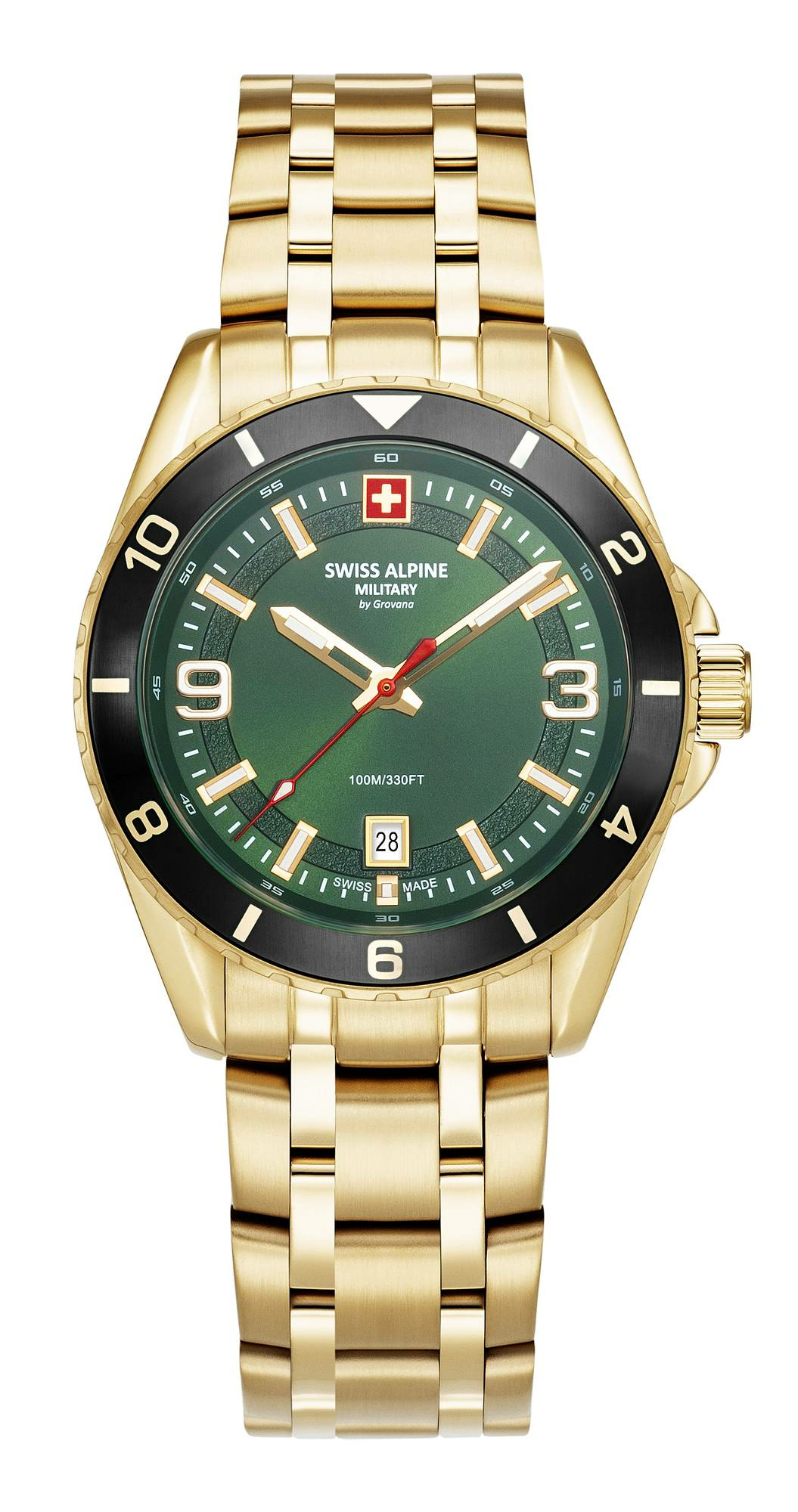Swiss Alpine Military 7034.1118 Herrenarmbanduhr Sierra gold grün, Artikelnummer... – Bild 2