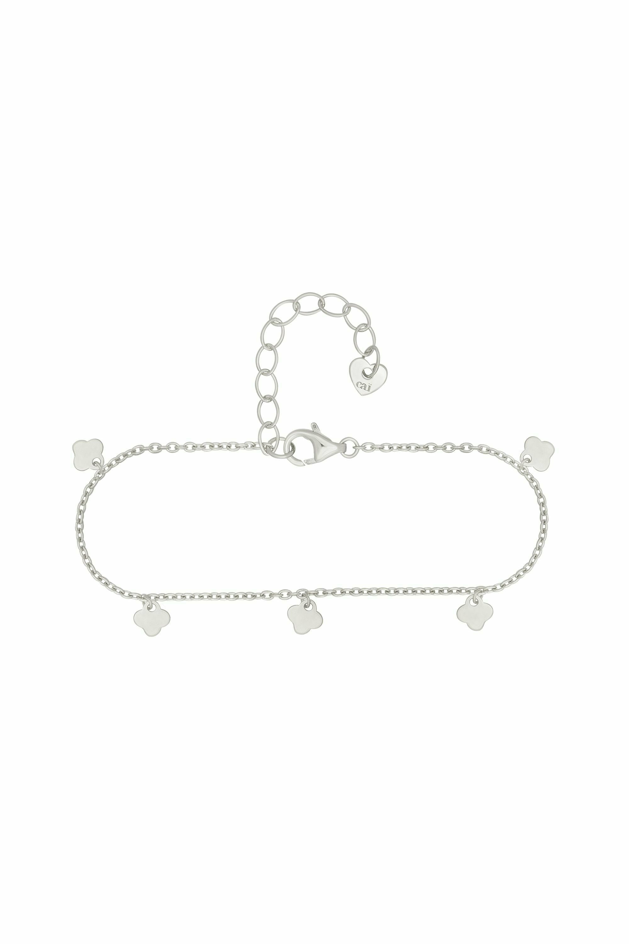 Armband 925 Silber rhodiniert Anhänger Kleeblatt 41184957694046 – Bild 3