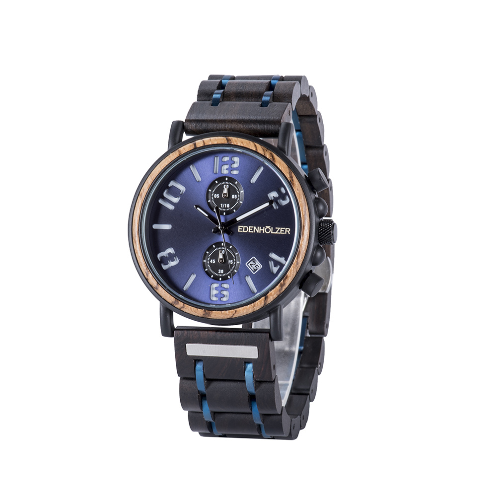 Edenhölzer Holzuhr Herren Armbanduhr Paulau Holzarmband ED090-005 – Bild 3