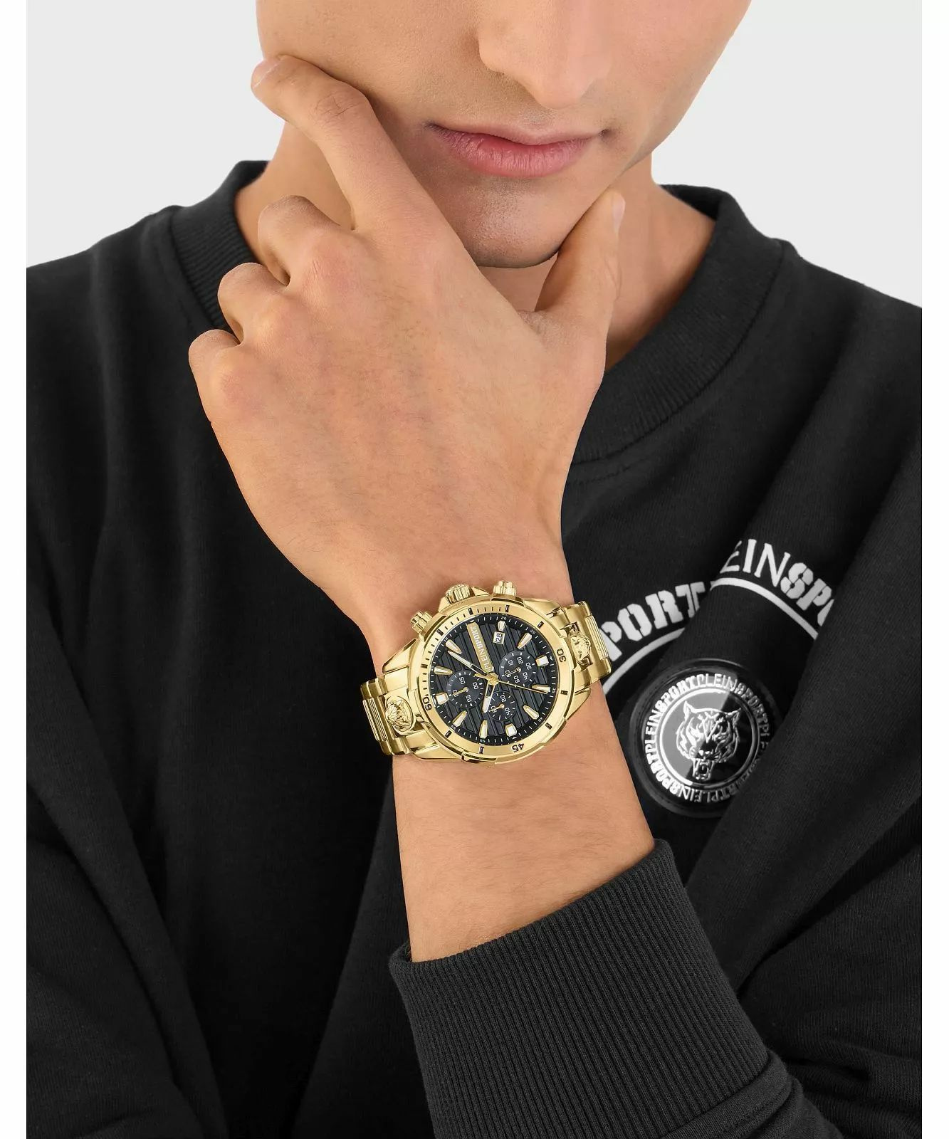 Plein Sport Herren Chronograph IMPACT PSBEA0724 Gold/Schwarz 46 mm – Bild 3