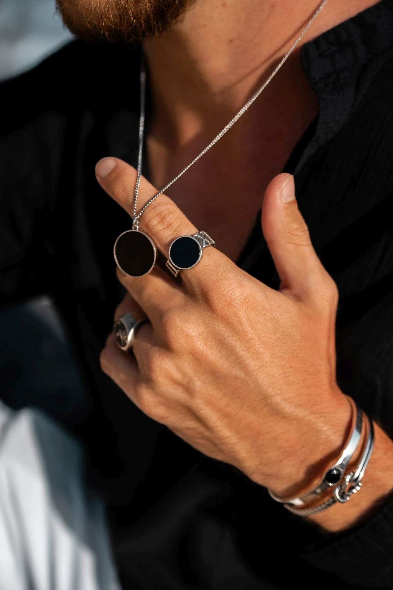 Ring 925 Sterling Silber matt oxidiert mit Onyx 41179027538014 – Bild 3