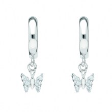 Damen 925 Silber Ohrringe  Creolen Schmetterling mit Zirkonia Ø 11,9 mm Damen 925 Silber Ohrringe  Creolen Schmetterling mit Zirkonia Ø 11,9 mm