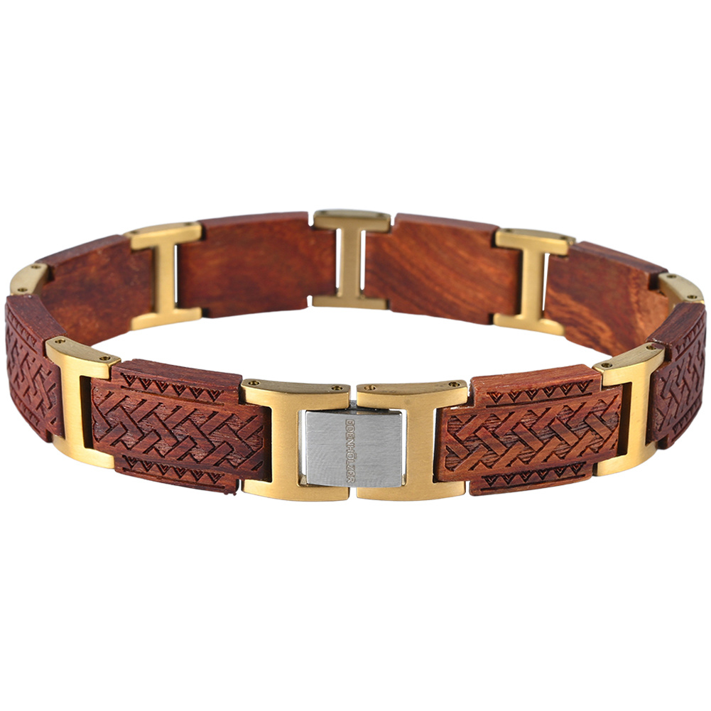 Edenhölzer Holzarmband Edelststahl Malhalla braun ED-C5040 – Bild 2