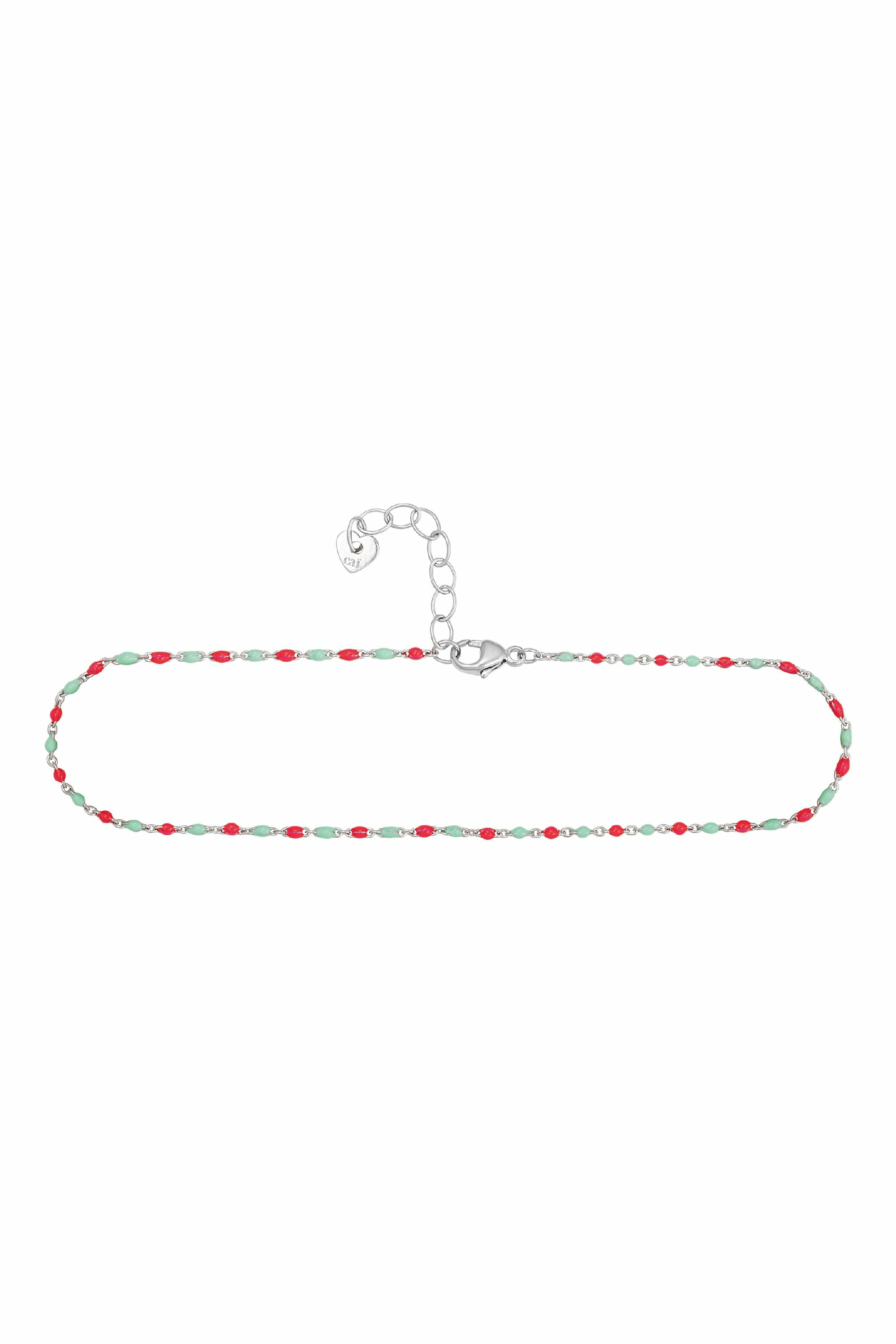 Fußkette 925  Silber rhodiniert Email in pink und türkis 41185185824862 – Bild 3