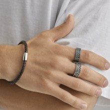 Armband Edelstahl Leder braun 20cm 41184426262622 Armband Edelstahl Leder braun 20cm 41184426262622