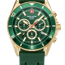 Swiss Alpine Military Herrenuhr 7034.9814 Sierra, Chronograph, Edelstahl, Grün-G... Swiss Alpine Military Herrenuhr 7034.9814 Sierra, Chronograph, Edelstahl, Grün-G...