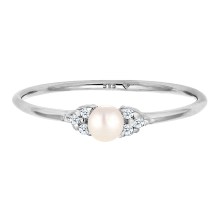 Ring Verlobung Perle Diamant (0.03 ct.) 585 Weißgold Ring Verlobung Perle Diamant (0.03 ct.) 585 Weißgold