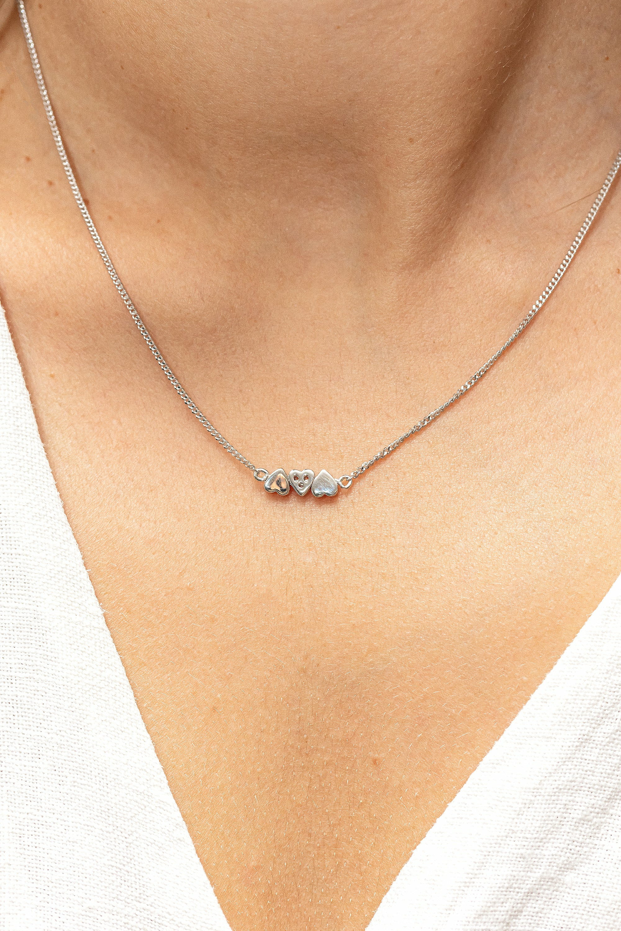 Collier 925/- Sterling Silber rhodiniert Zirkonia Herzen 41183977013342 – Bild 2