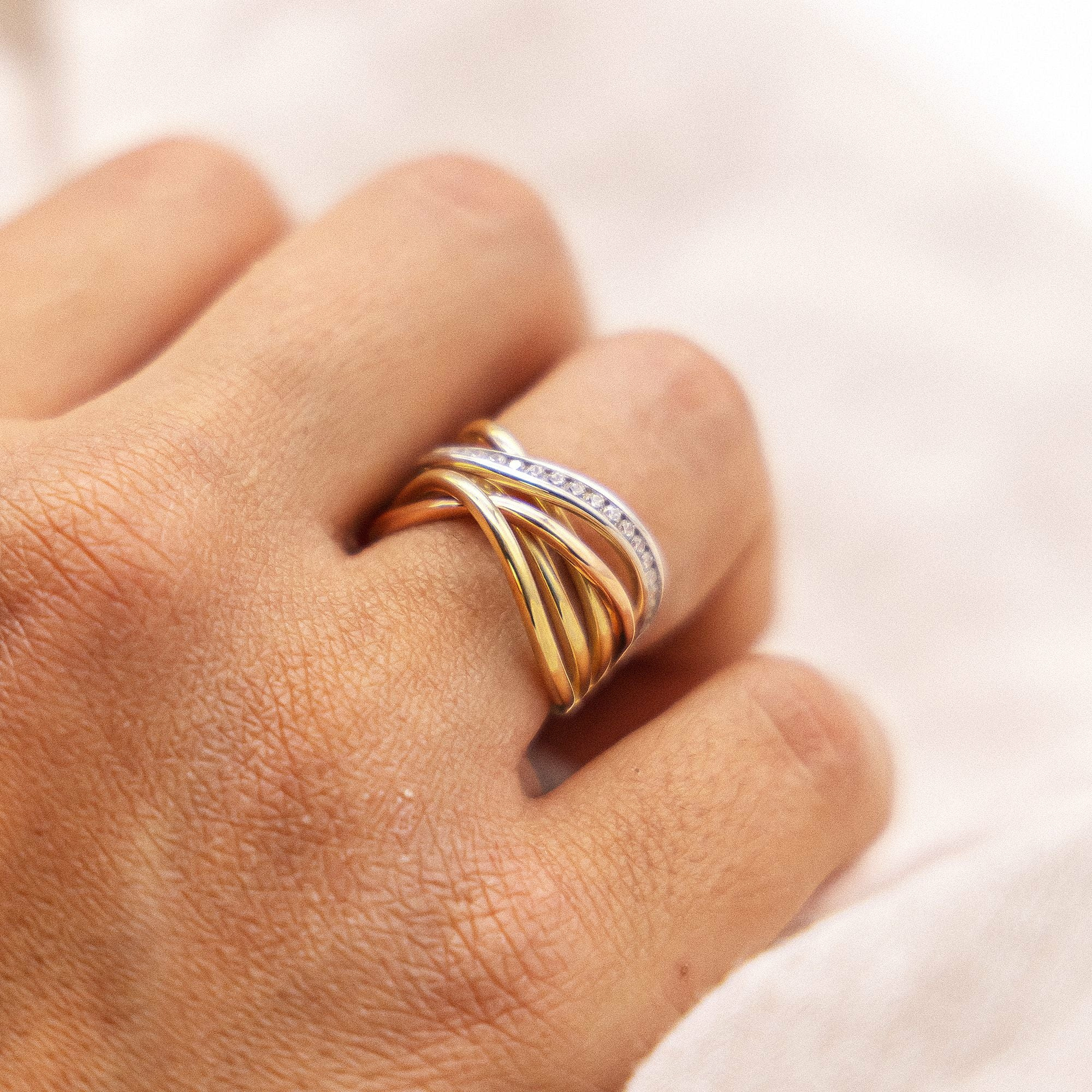 Fascination by Ellen K. 333 Gold 3-farbig Zirkonia weiß Ring 41675917262942 – Bild 2