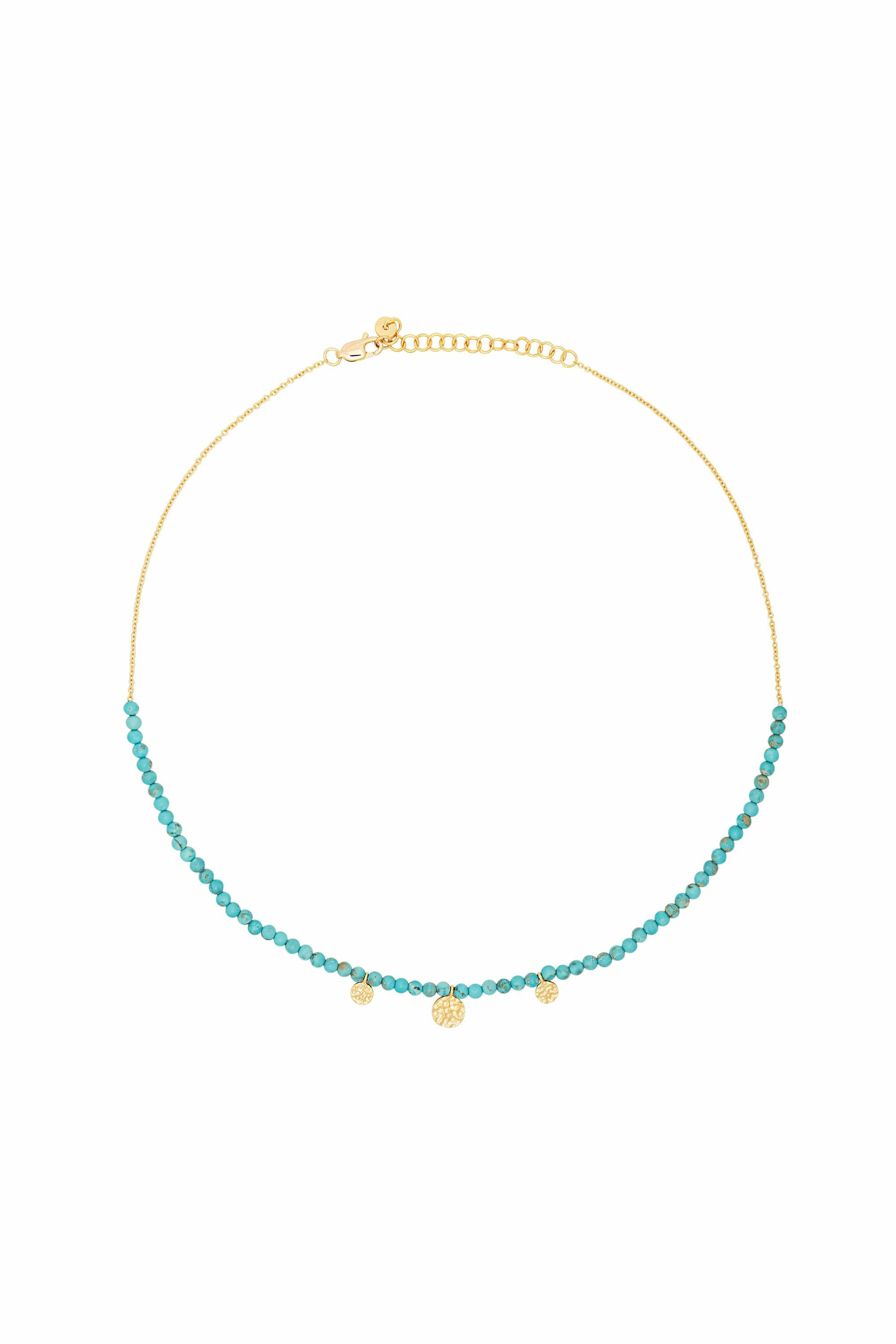 Halskette 925 Silber vergoldet türkiser Howlith Plättchen 41185023000670