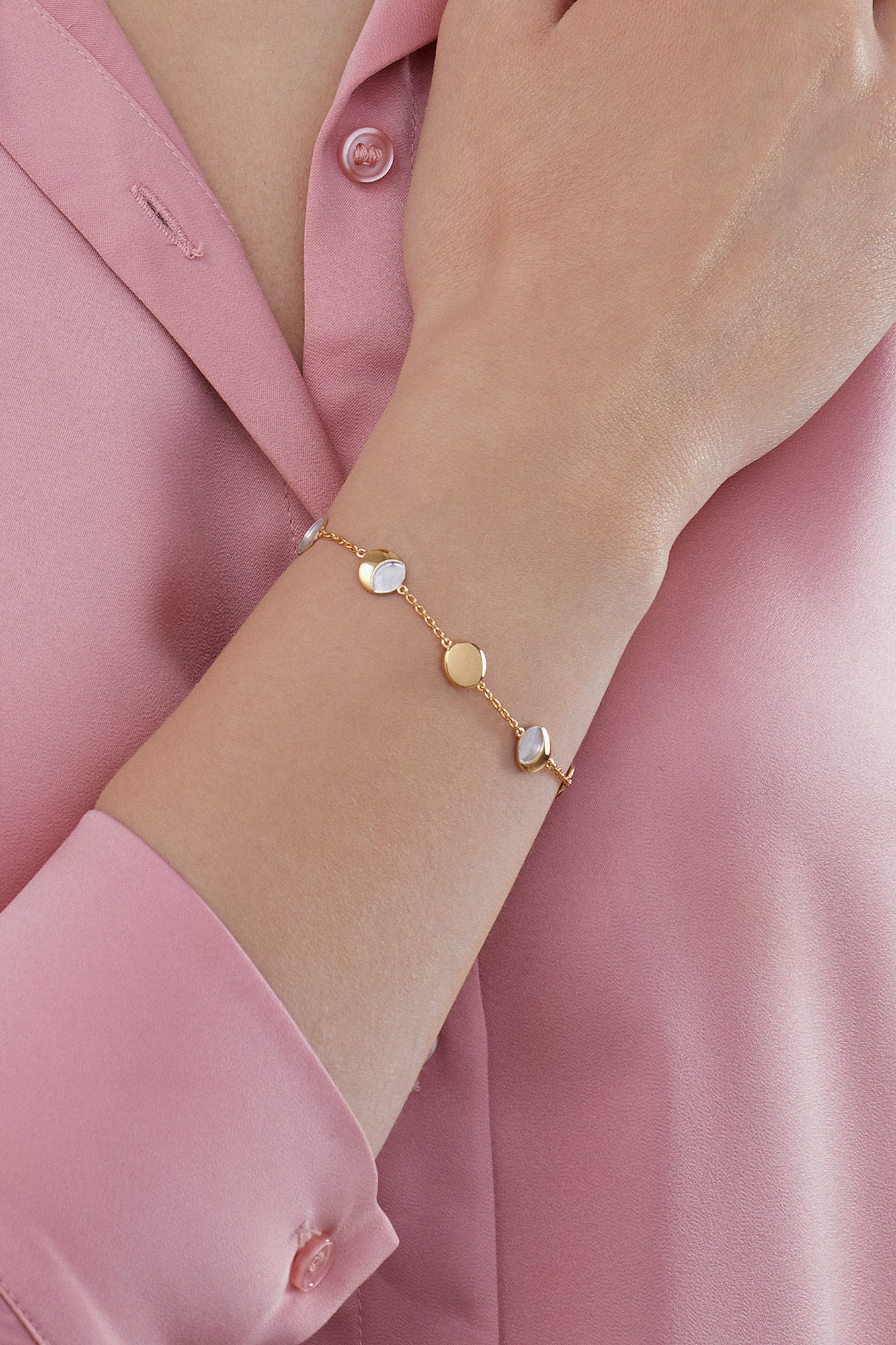 Armband 925/- Sterling Silber bicolor Mondzyklus Luna 41184532889694 – Bild 2