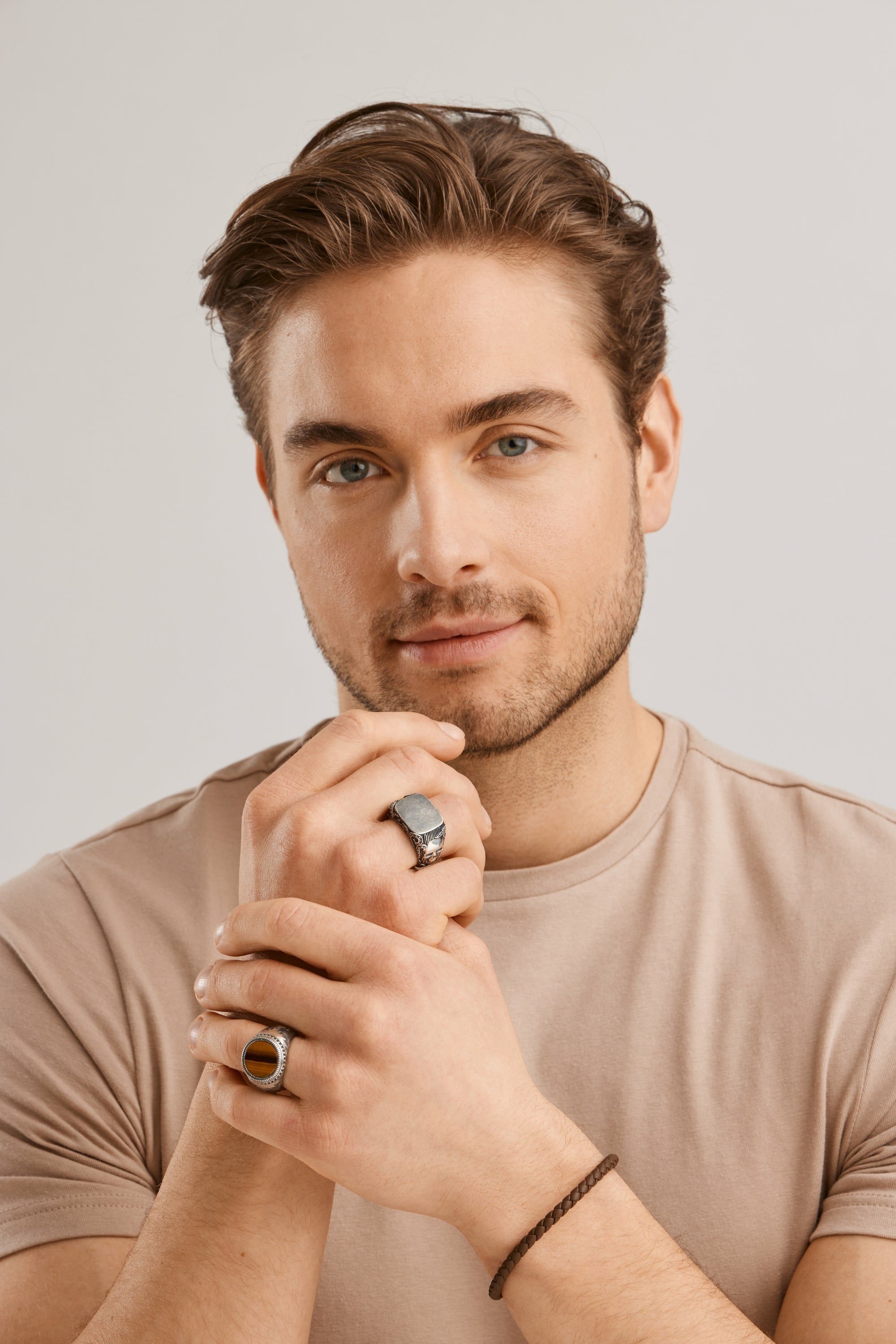 Armband Leder olivenblattgegerbt  braun rosé 41185117667422 – Bild 3