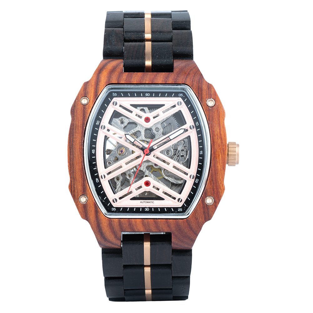 Edenhölzer Herren Holzuhr Skeleton Automatik Sal ED090-002 – Bild 2