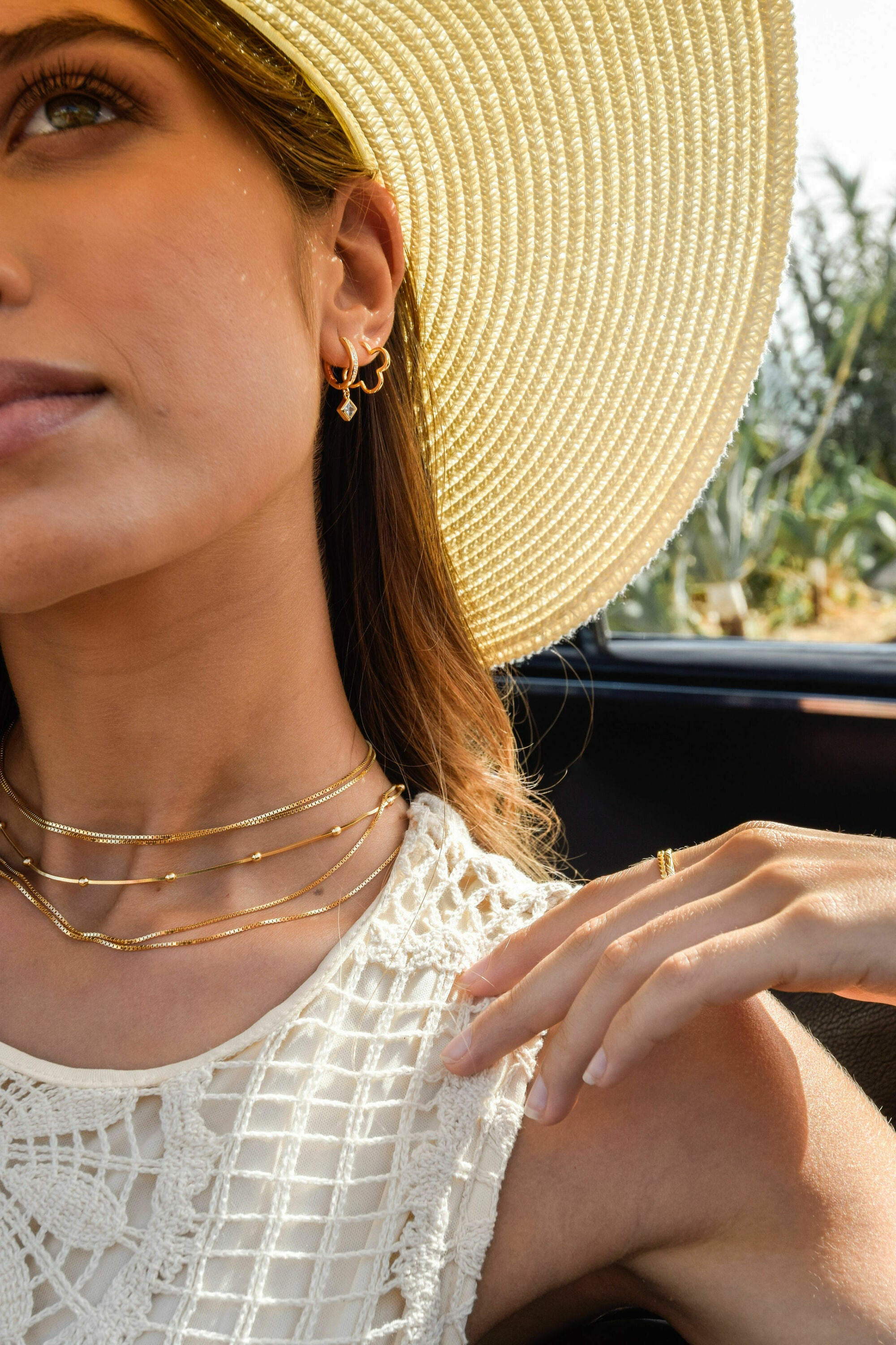 Creole 925 Sterling Silber gelb vergoldet Zirkonia Raute 41184943931486 – Bild 2