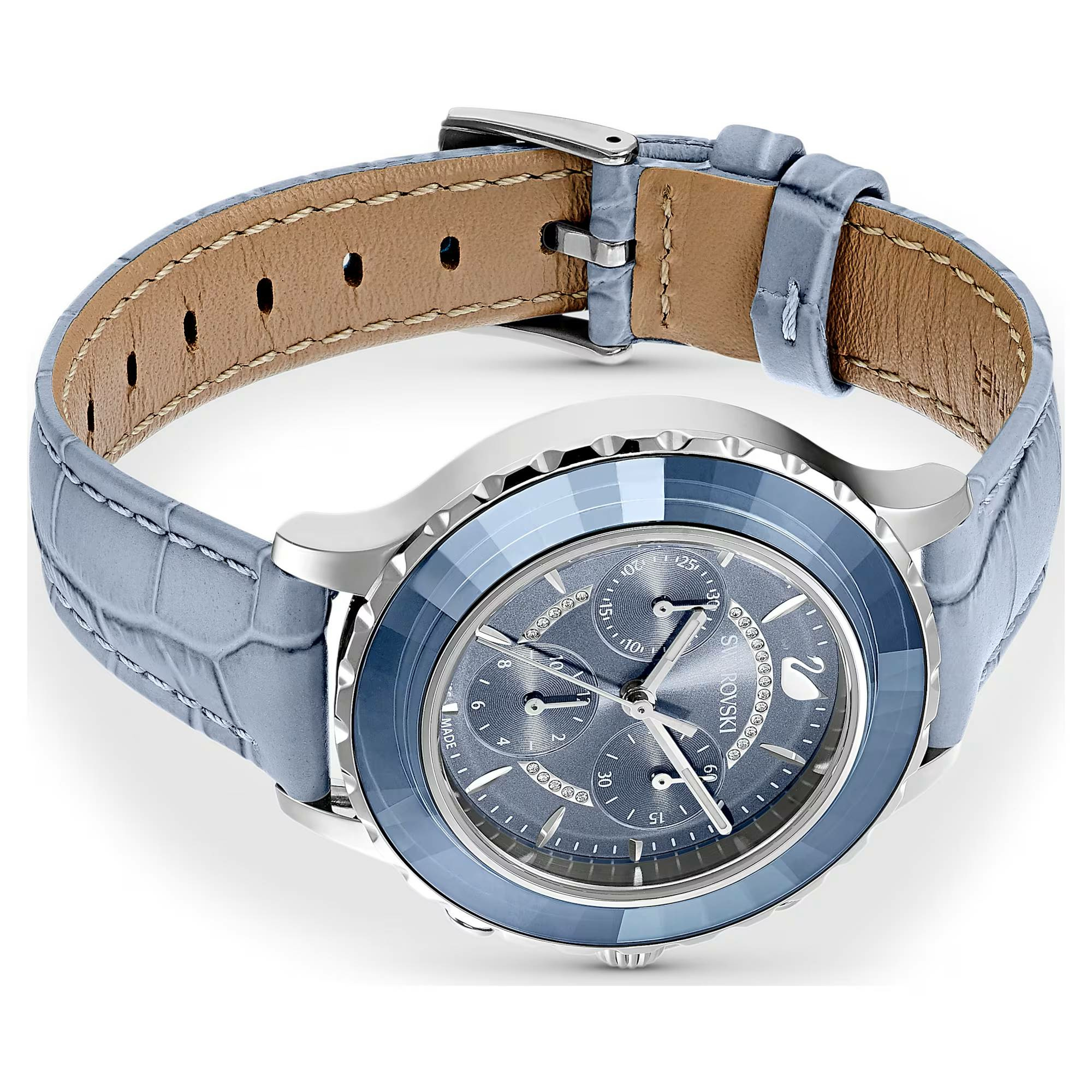 Swarovski Octea Lux Chrono Uhr in Blau mit Lederarmband - Schweizer Qualität, Ed... – Bild 3