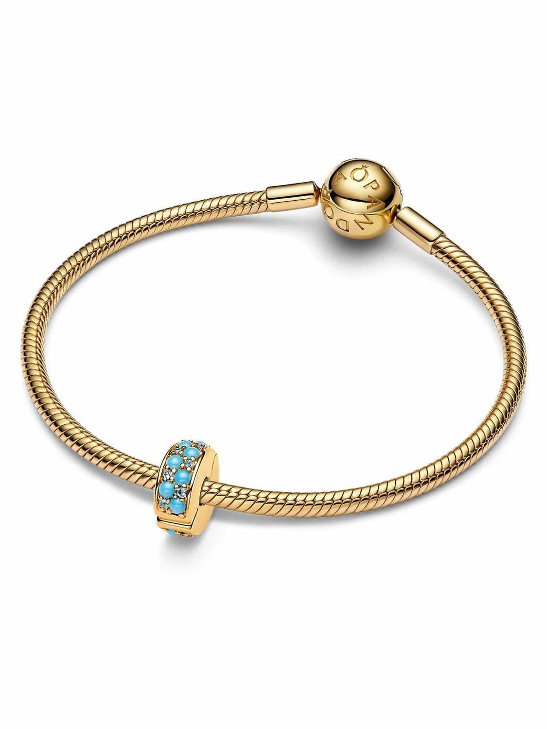 Pandora Clip-Charm Aquamarinblau Goldfarben 763902C01 – Bild 3