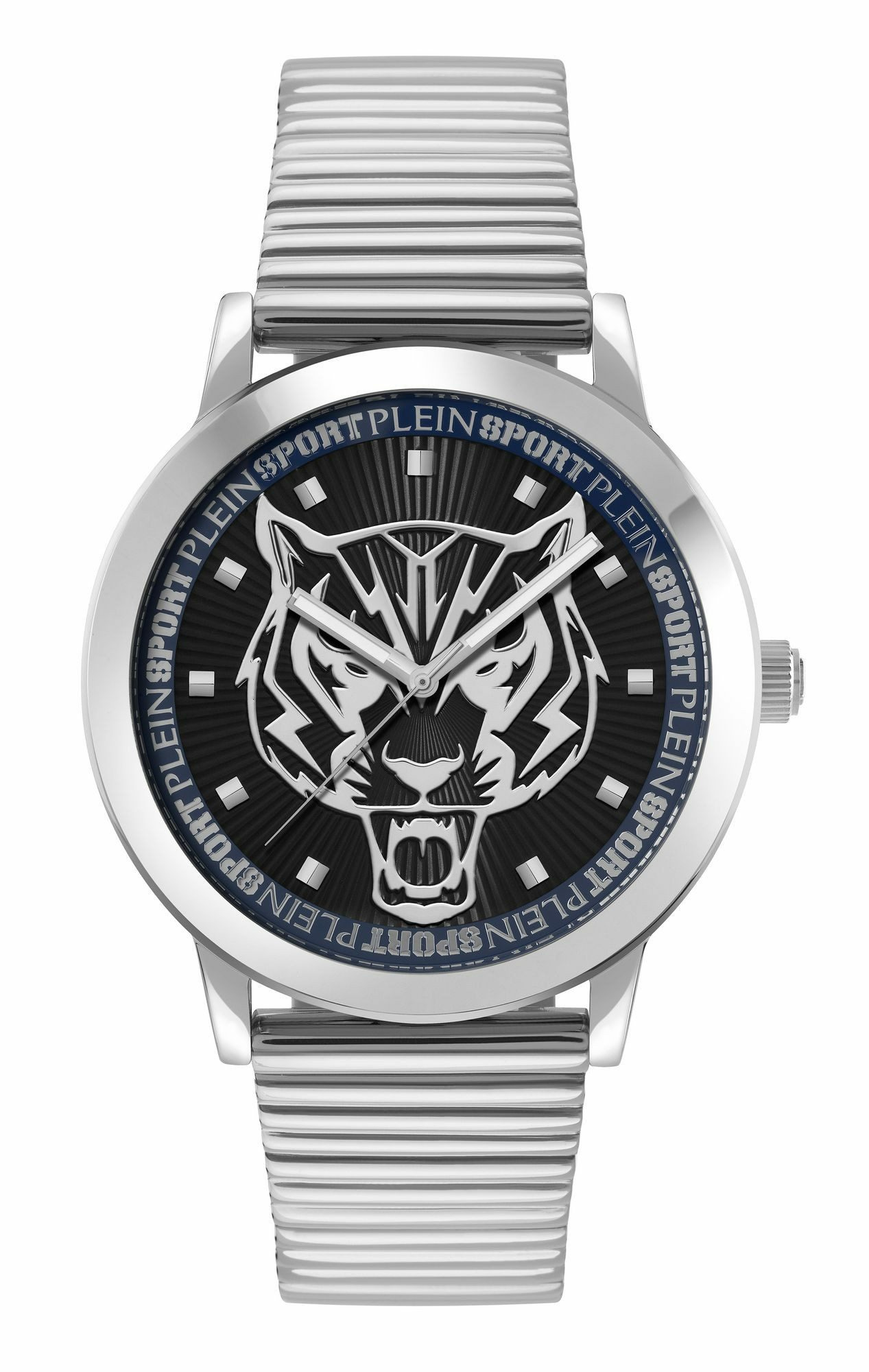 Plein Sport Unisex Uhr Iron Tiger PSKDA0624 Edelstahl Silber‑Schwarz 44 mm Plein Sport Unisex Uhr Iron Tiger PSKDA0624 Edelstahl Silber‑Schwarz 44 mm