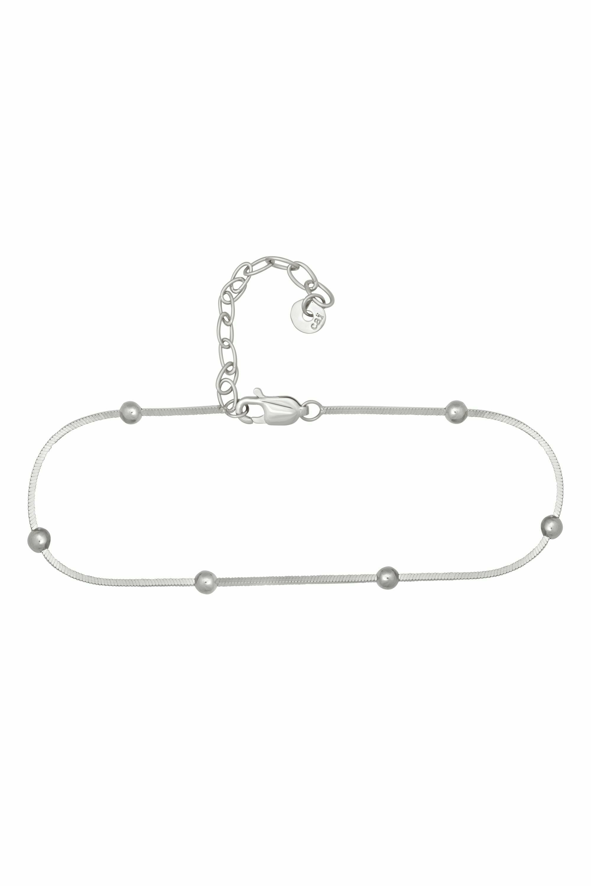 Fußkette 925/- Sterling Silber rhodiniert Schlangenkette vierseitig diamantiert ... – Bild 2