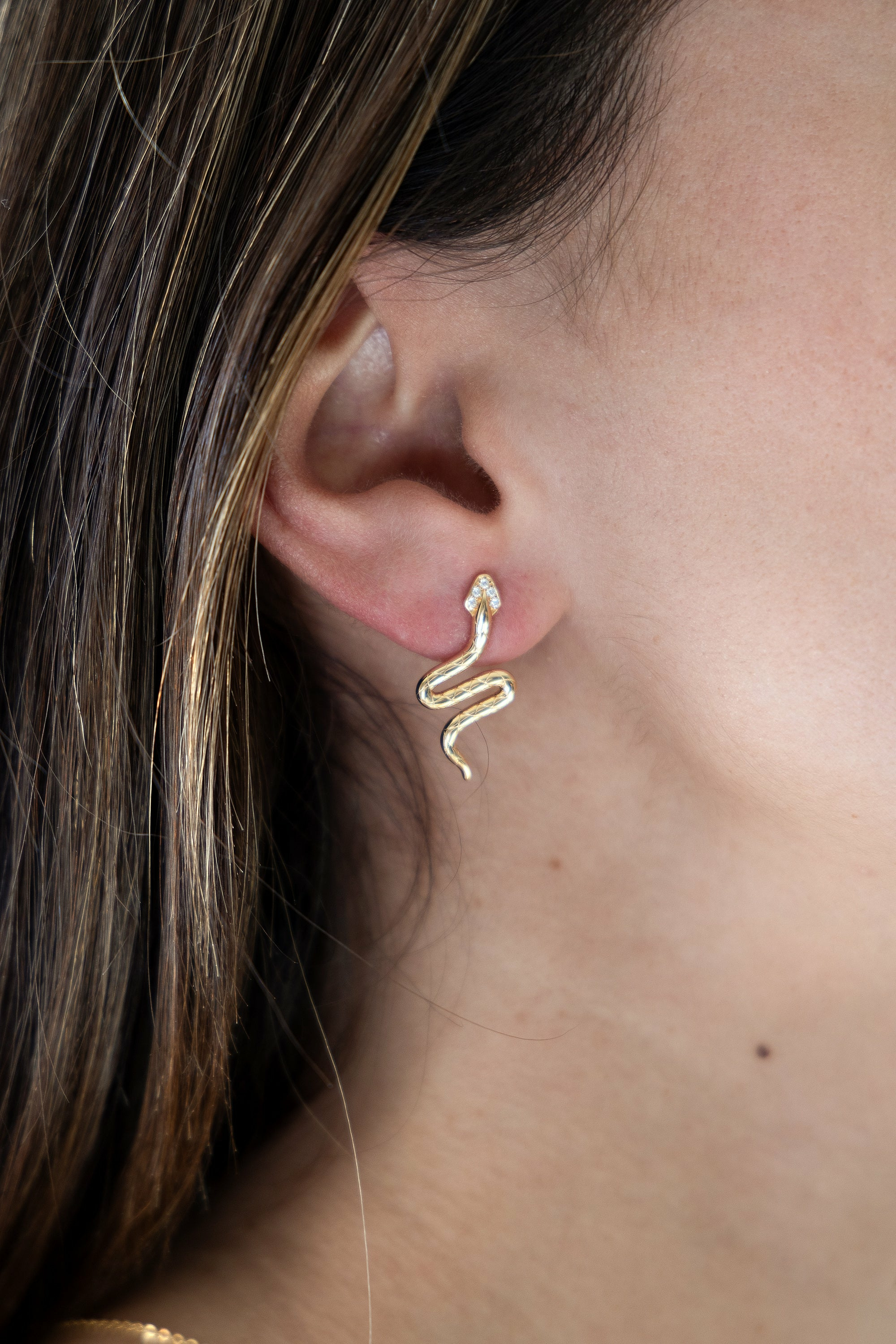 Ohrstecker 925 Silber vergoldet Schlange mit Zirkonia 41185079427166 – Bild 3