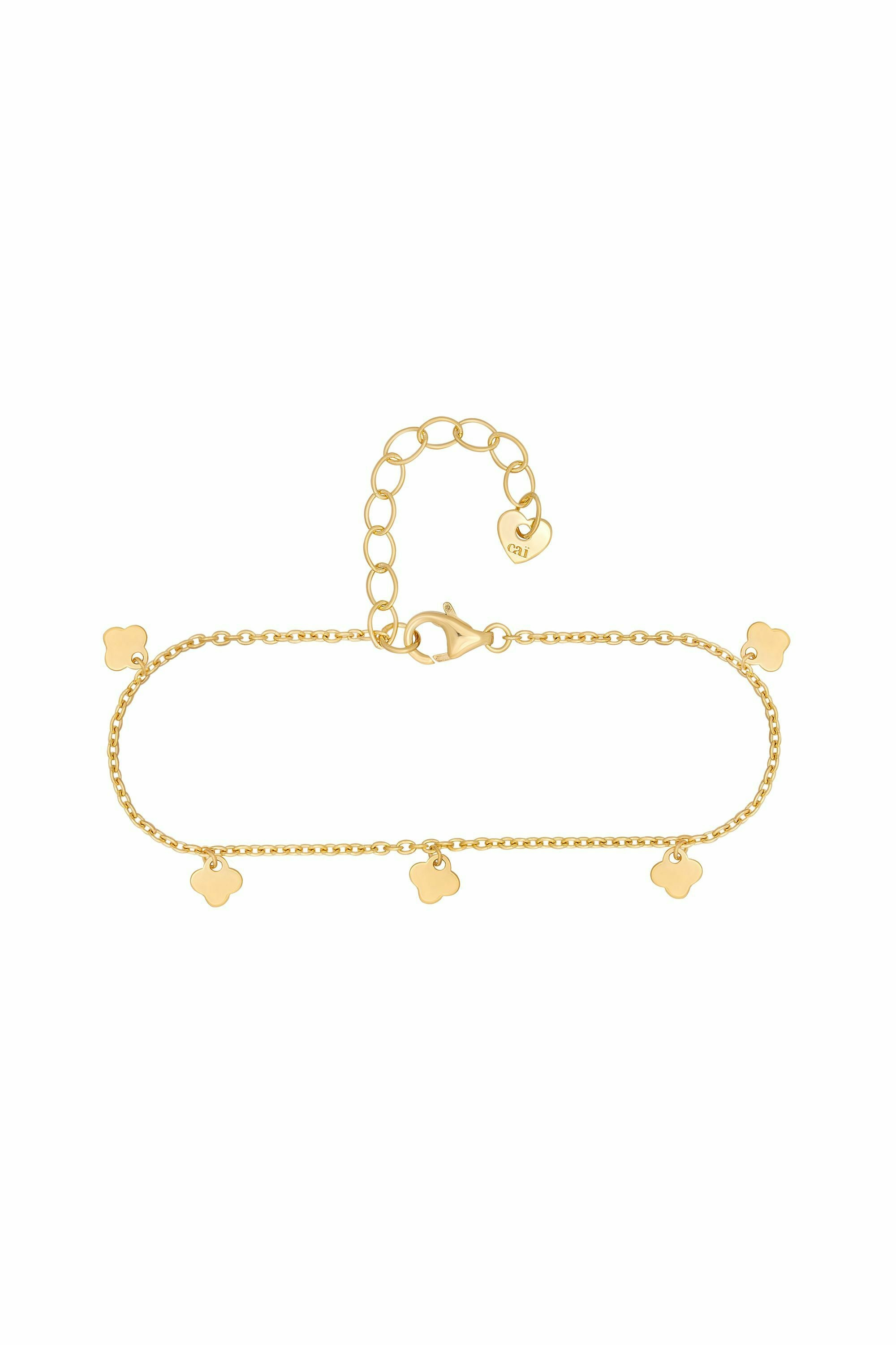 Armband 925 Silber vergoldet Anhänger Kleeblatt 41184956940382 – Bild 3