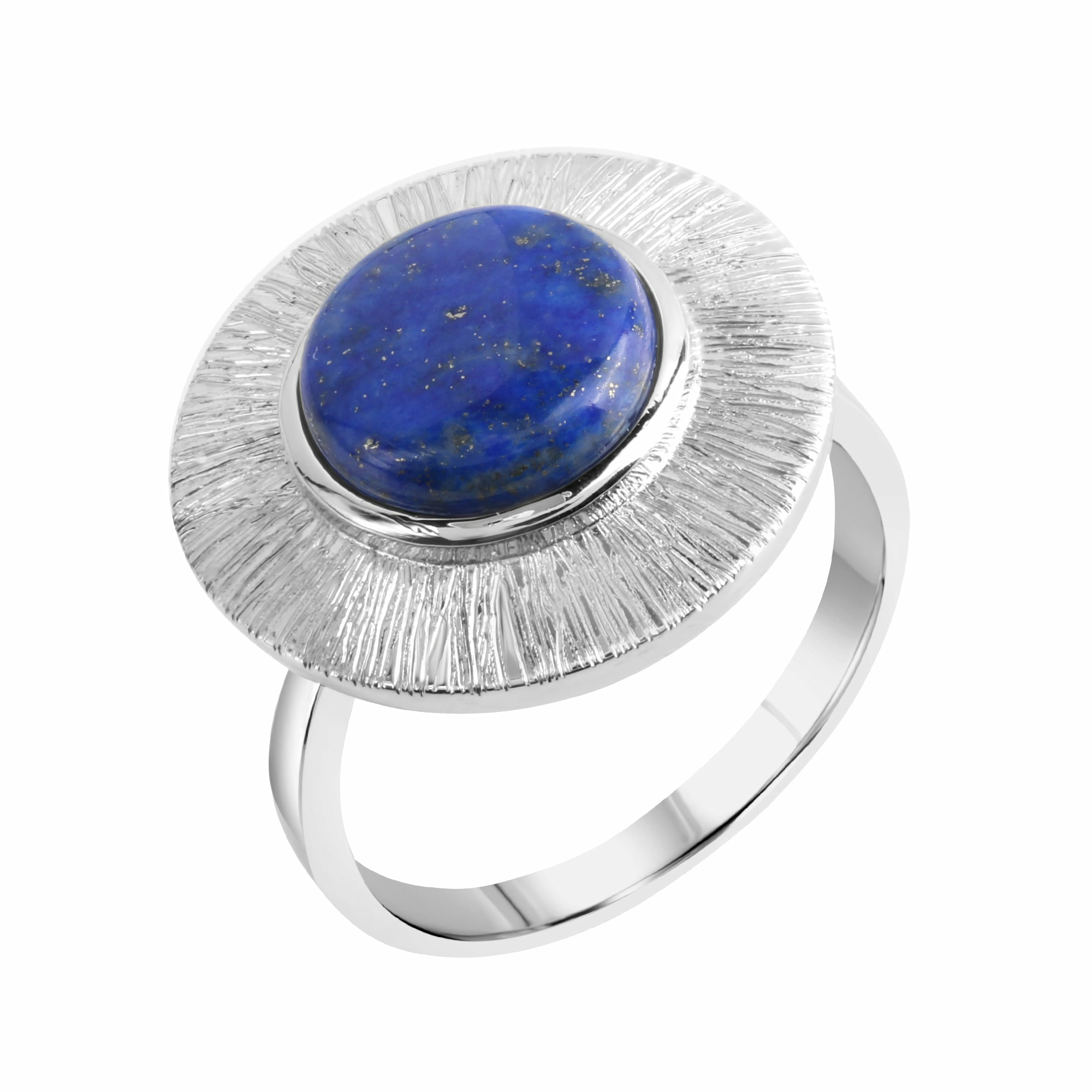 ZEEme Gems Silber 925 rhodiniert glanz/matt mit echtem Lapis 10mm Ring 416788999... – Bild 3
