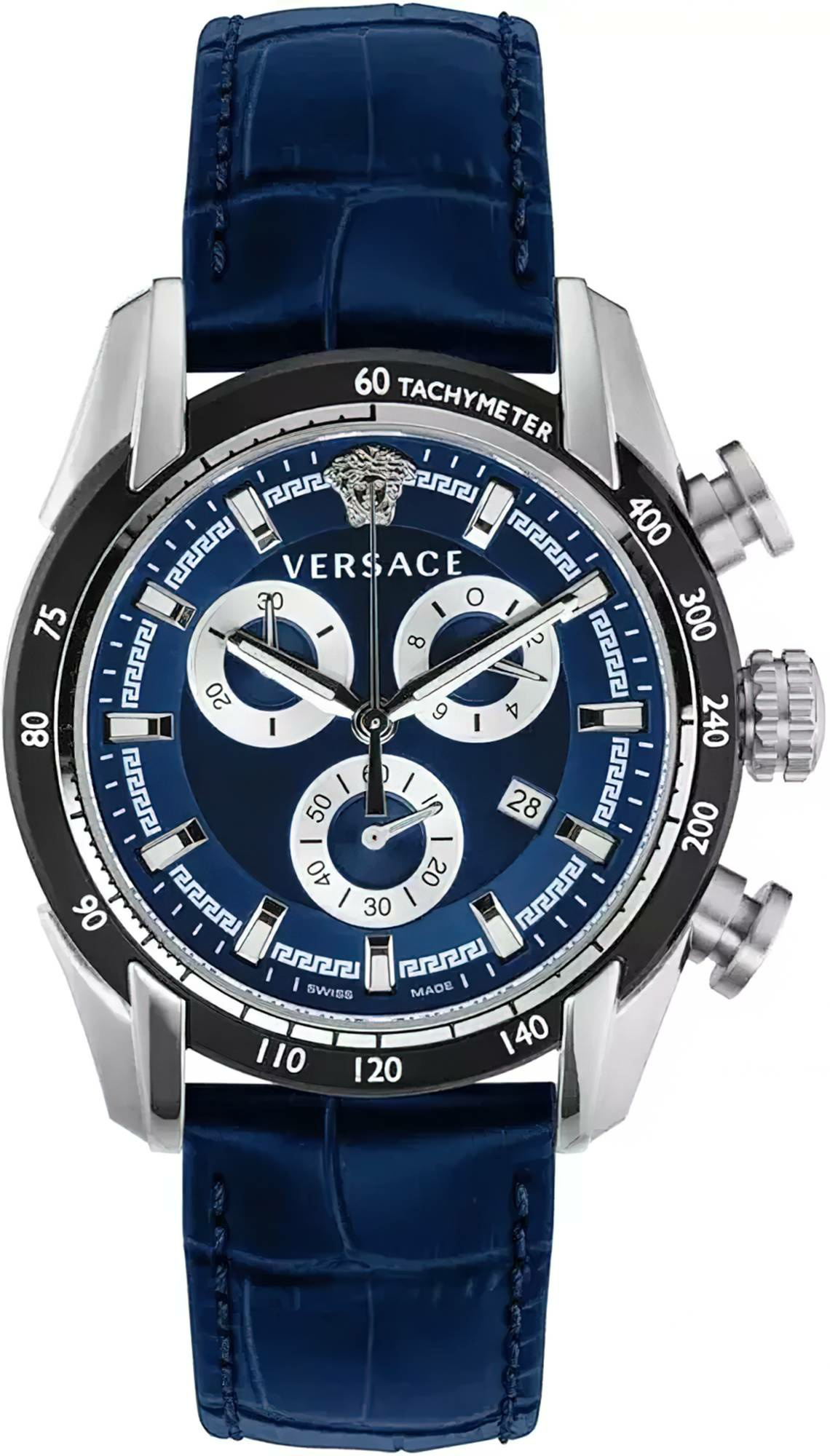 Versace Herren Chronograph V-Ray Chrono Silber Blau VE2I00721 Versace Herren Chronograph V-Ray Chrono Silber Blau VE2I00721