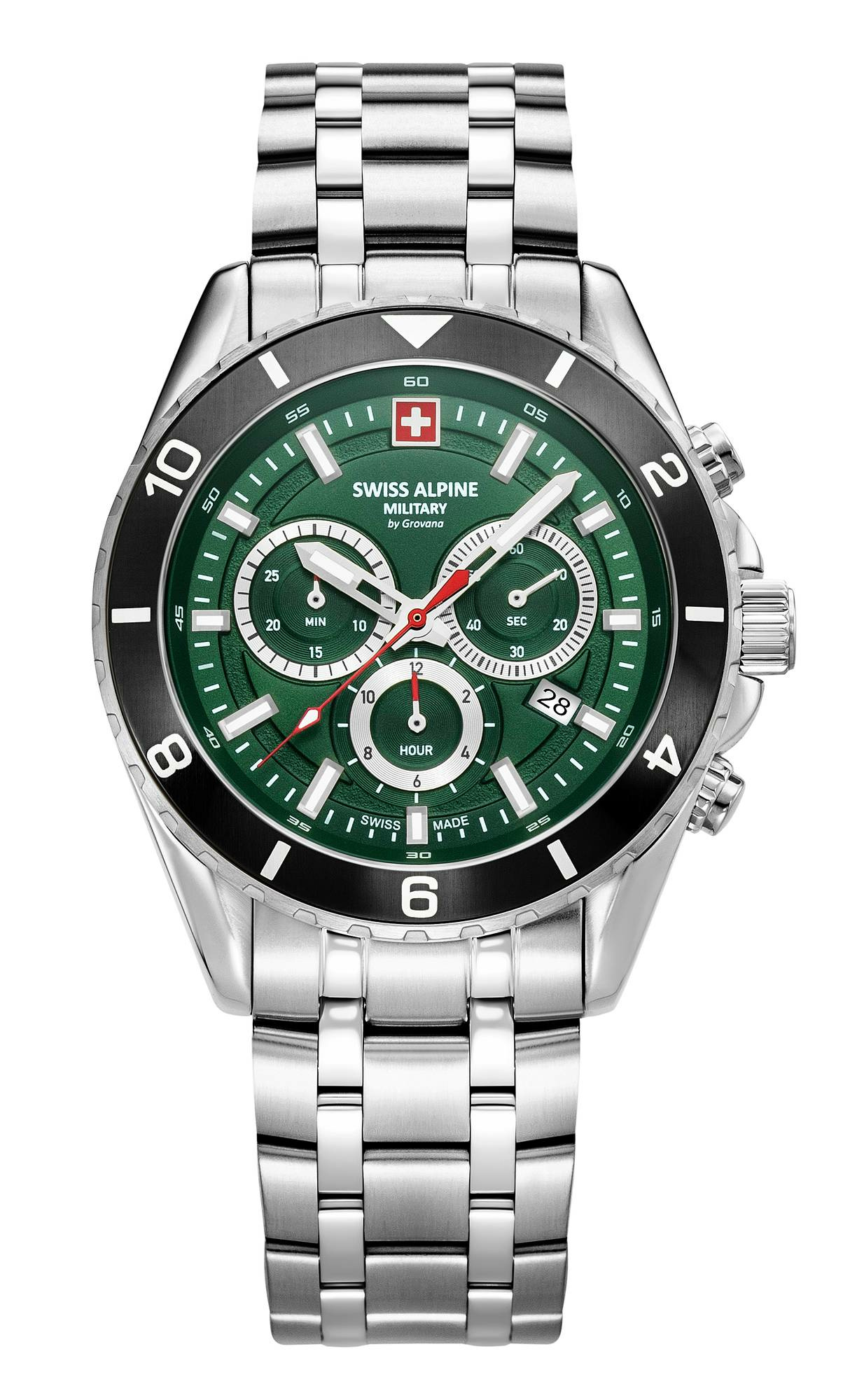 Swiss Alpine Military Herrenuhr Sierra Chrono, sportlich, silber/grün, Artikelnu... – Bild 3