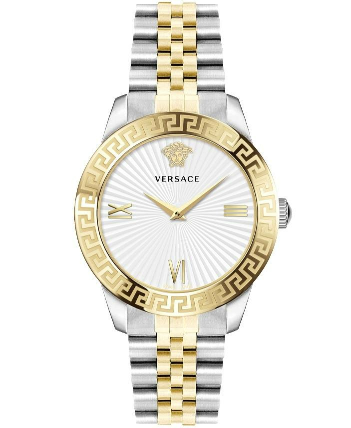 Versace Greca Signature Damenuhr Silber Gold Edelstahl Weiß Zifferblatt 38mm VEV... – Bild 2