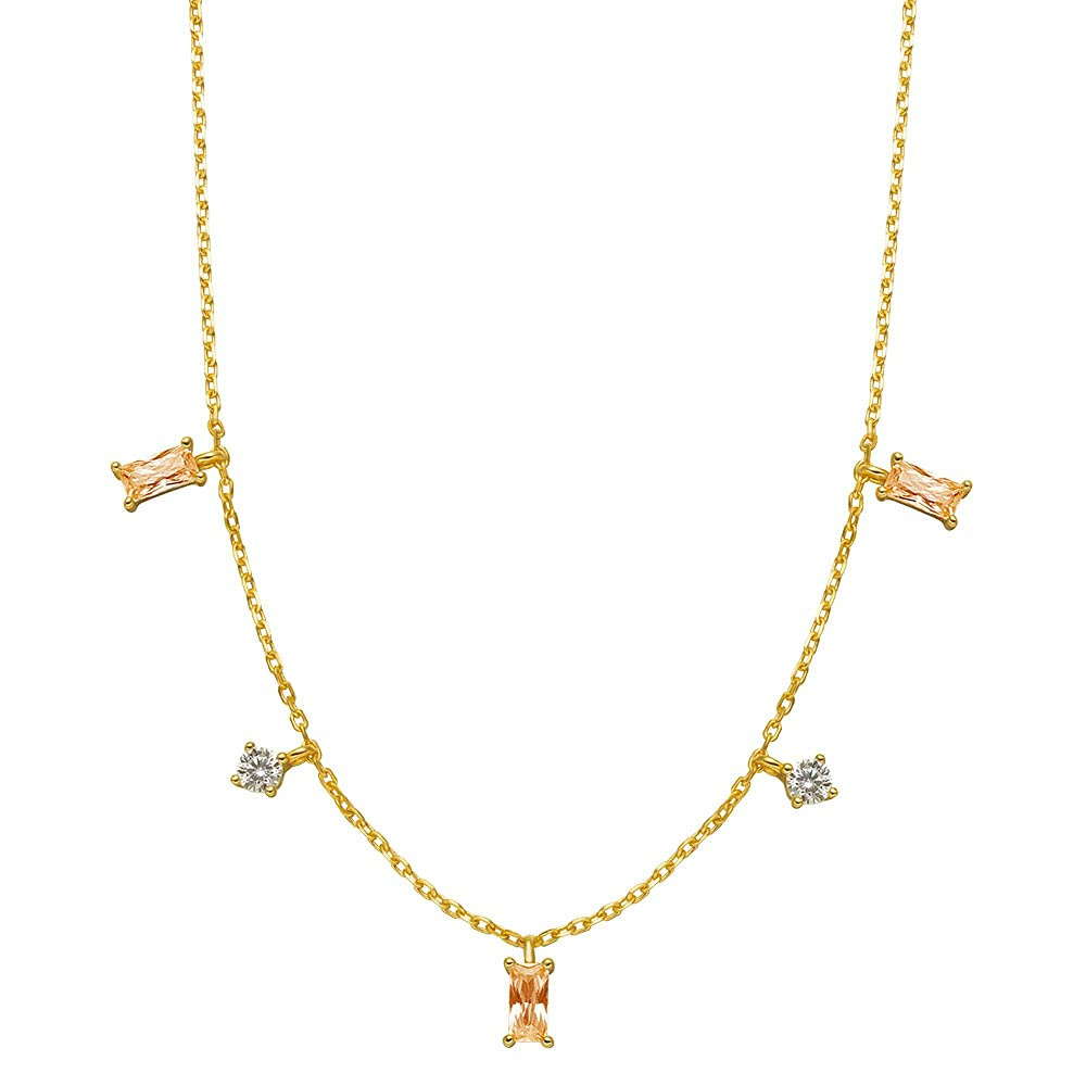 XENOX XS2135G Damen Collier Sterling-Silber 925 Gold weiß Zirkonia 45 cm – Bild 2