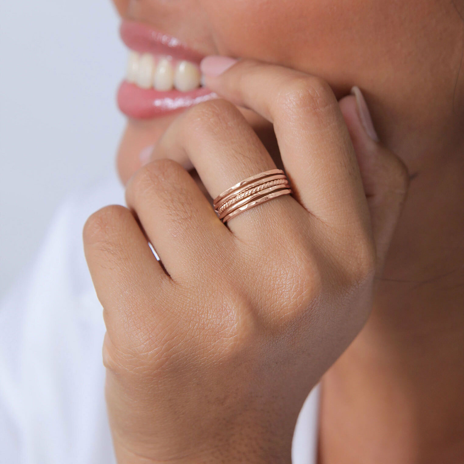 Ring Stapelringe Stacking Bandring 5er Set 925 Silber – Bild 3