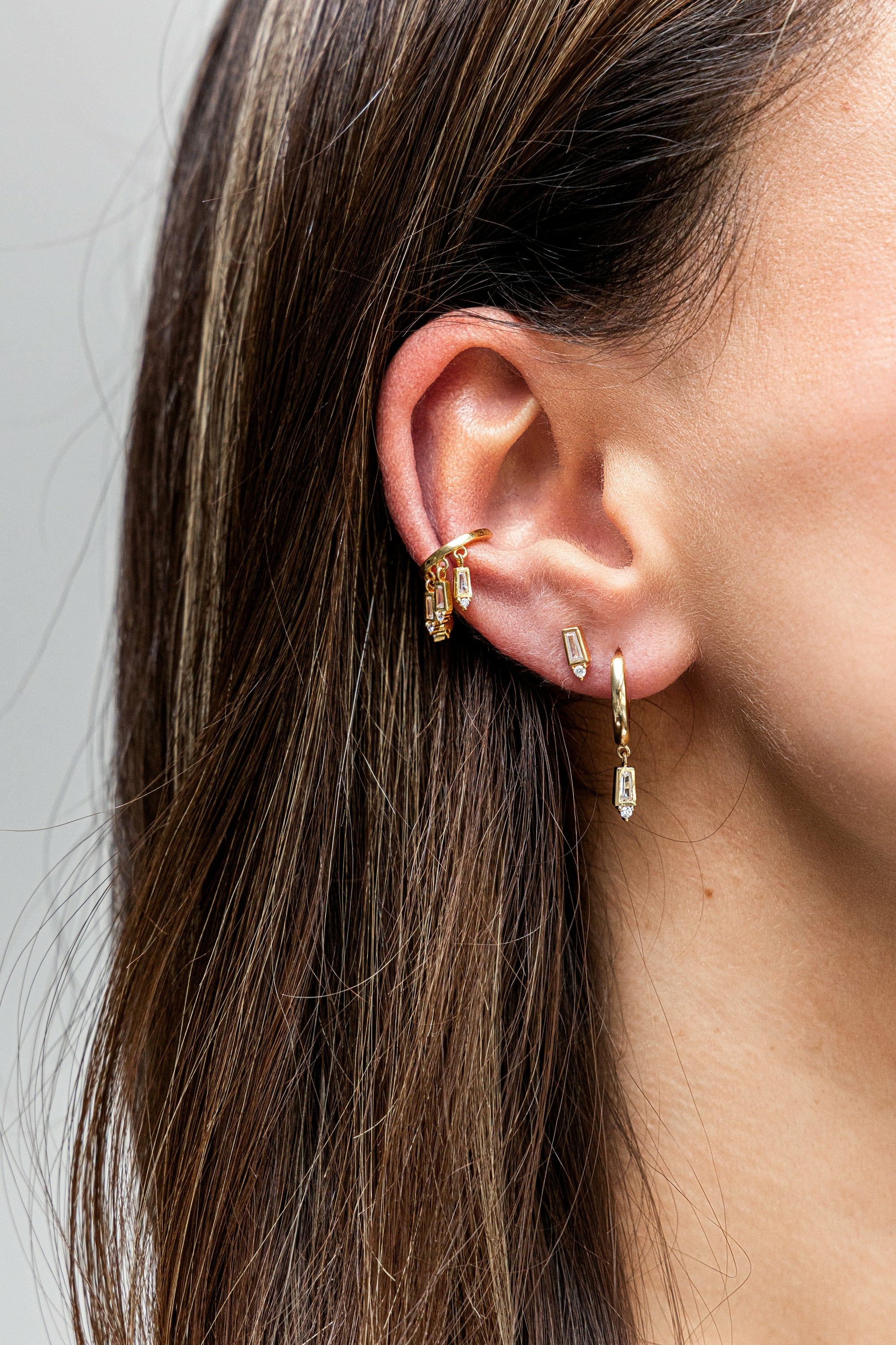 Ear Cuff 925 Sterling Silber vergoldet Anhänger Zirkonia 41185013465182