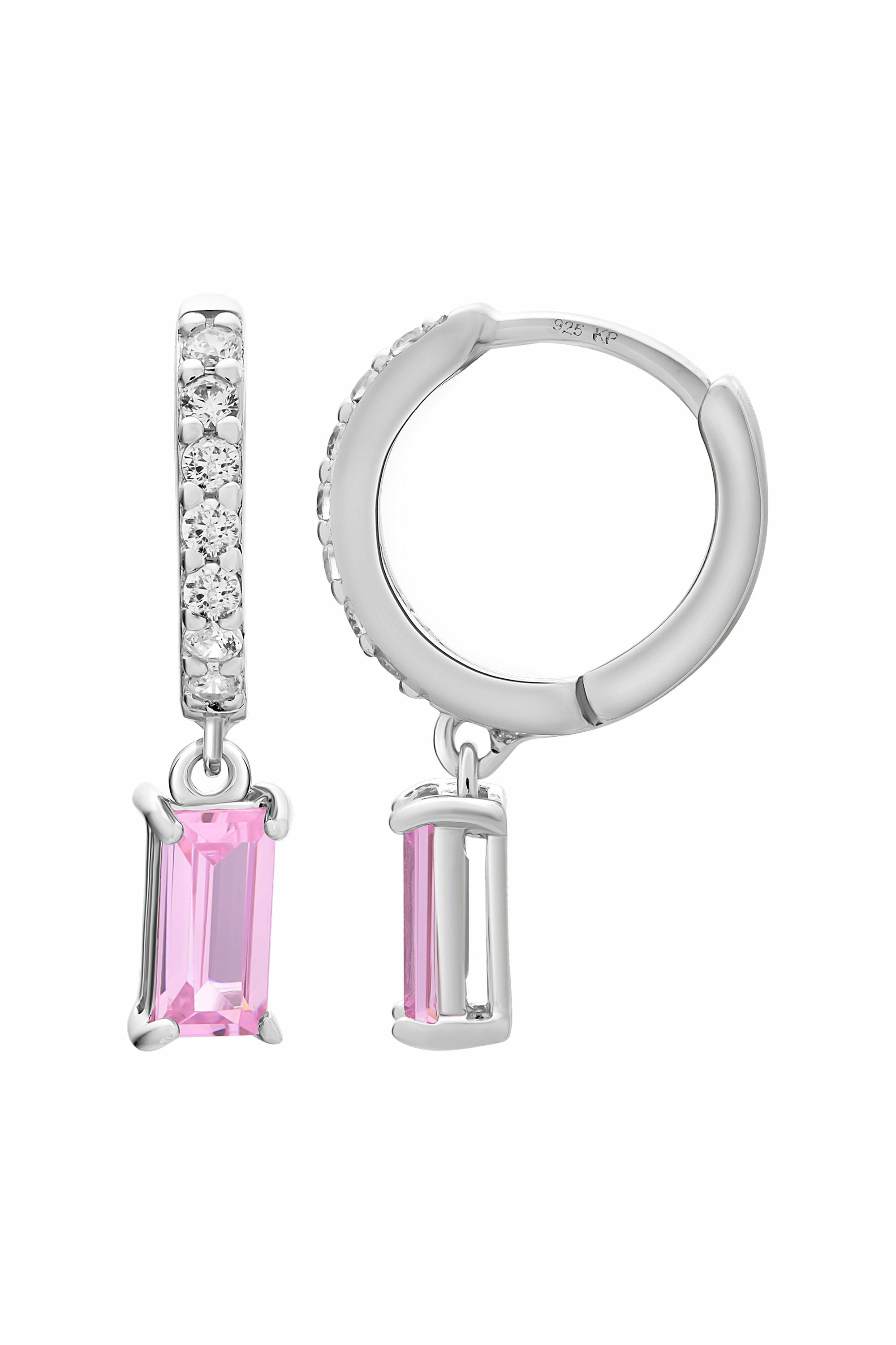 Creole 925 Sterling Silber rhodiniert mit rosa Zirkonia 41185176059998 Creole 925 Sterling Silber rhodiniert mit rosa Zirkonia 41185176059998