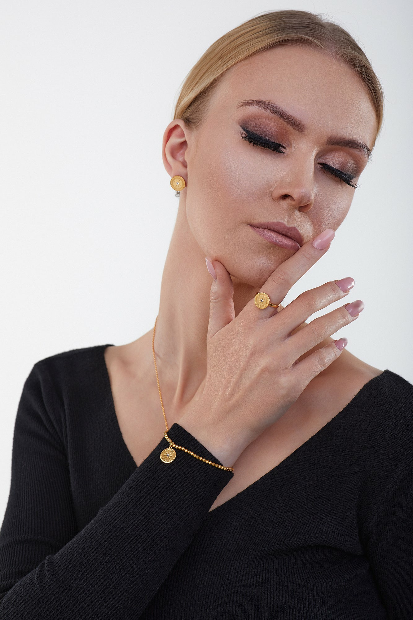 Ohrstecker 925 Silber vergoldet Münze Sonne Mandala Topas 41184634437726 – Bild 3