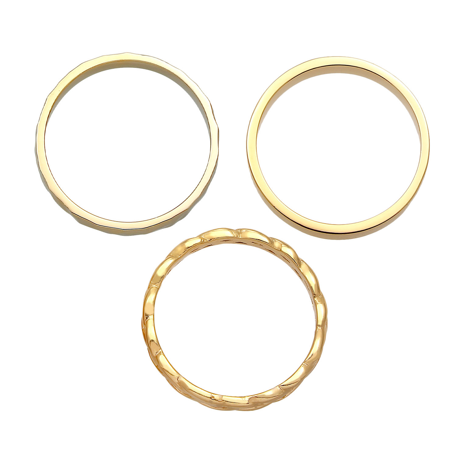 Ring Elli Ring Bandring Zopfmuster Hammerschlag 3er Set 925 Silber – Bild 2