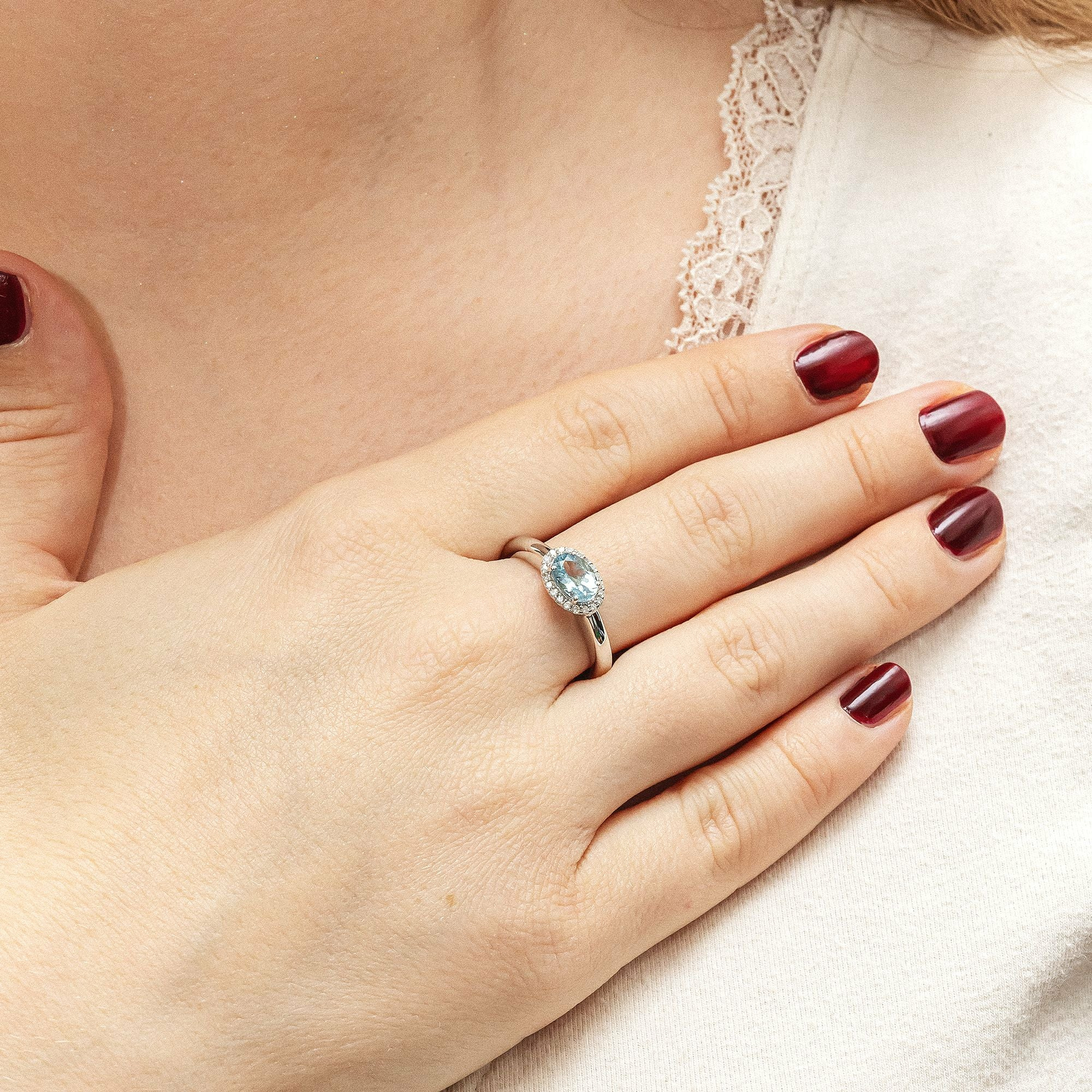 Diamonds by Ellen K. Weißgold 585 mit echtem Aquamarin und 36 Diamanten 0,09ct. ... – Bild 2