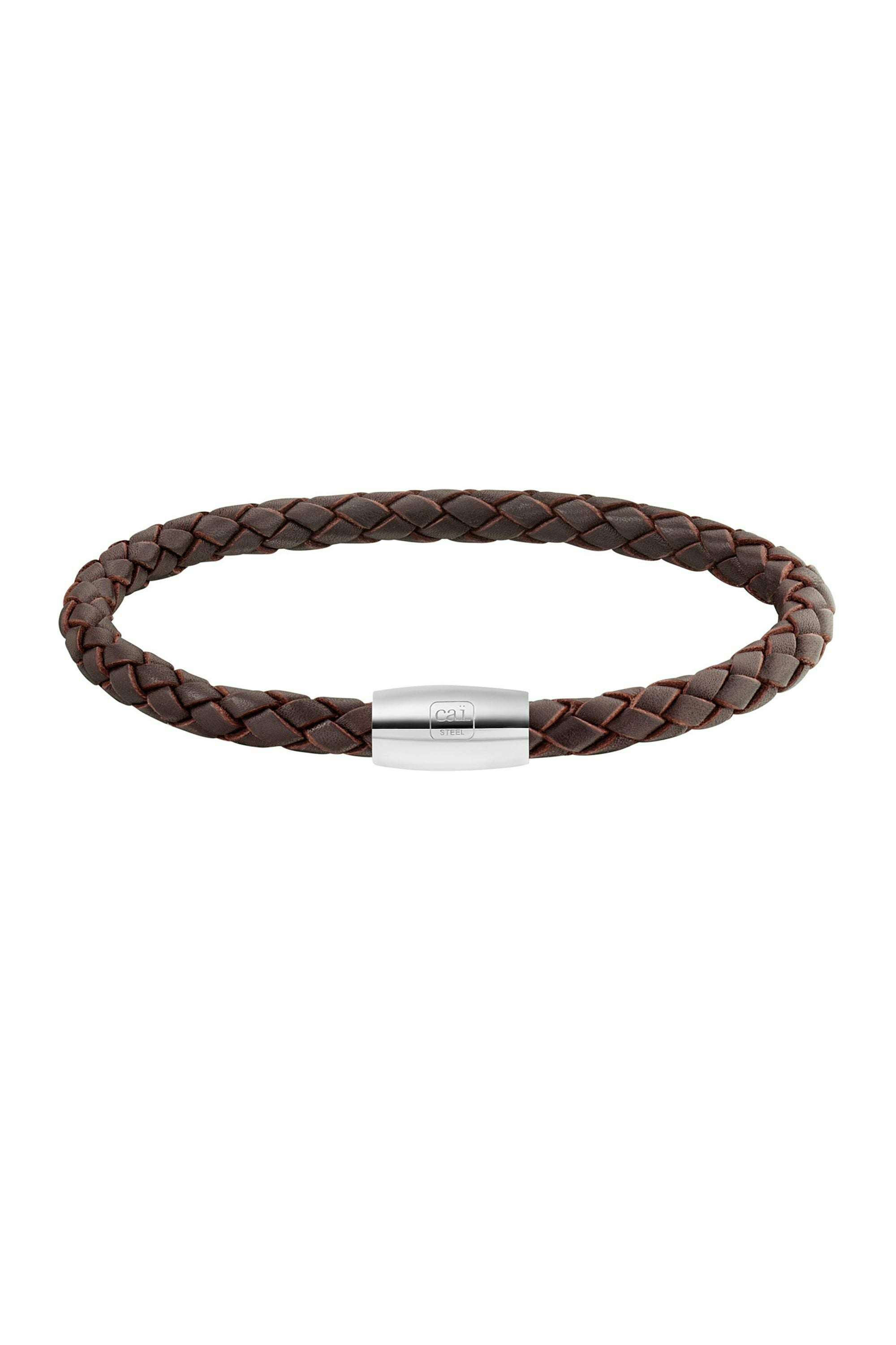 Armband Edelstahl Leder braun 20cm 41184426262622 – Bild 3