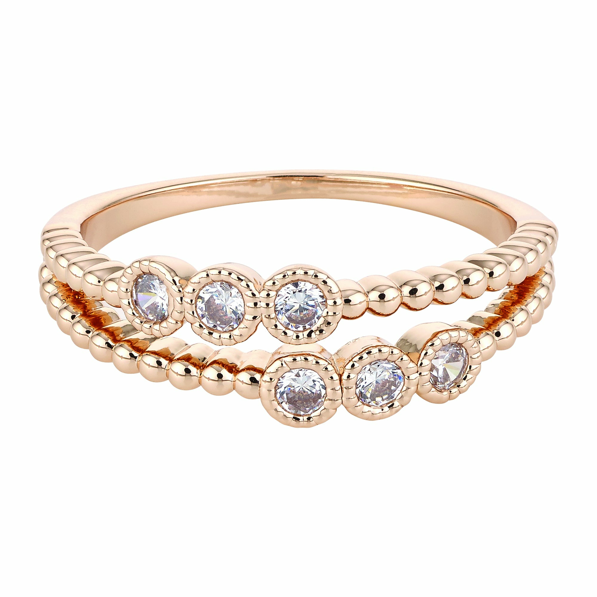 Buckley London Messing rotvergoldet Kristalle Ring 41676923240542